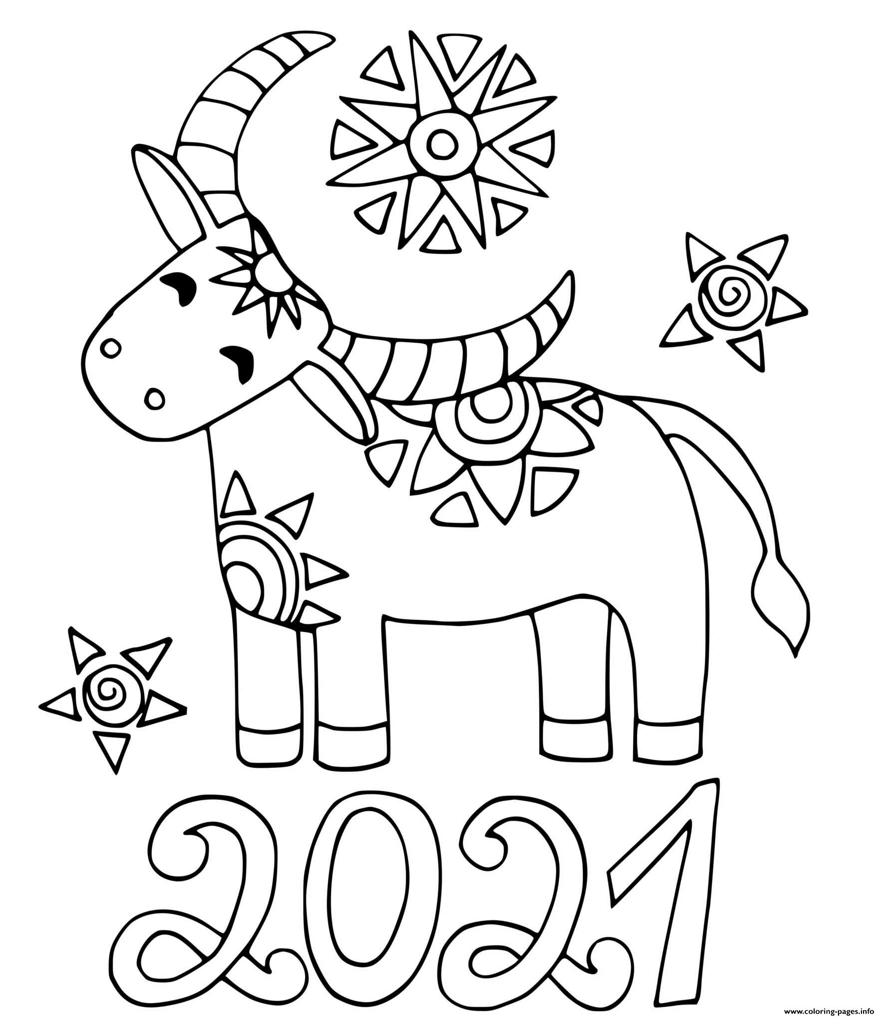 2021 New Year Coloring Page Printable