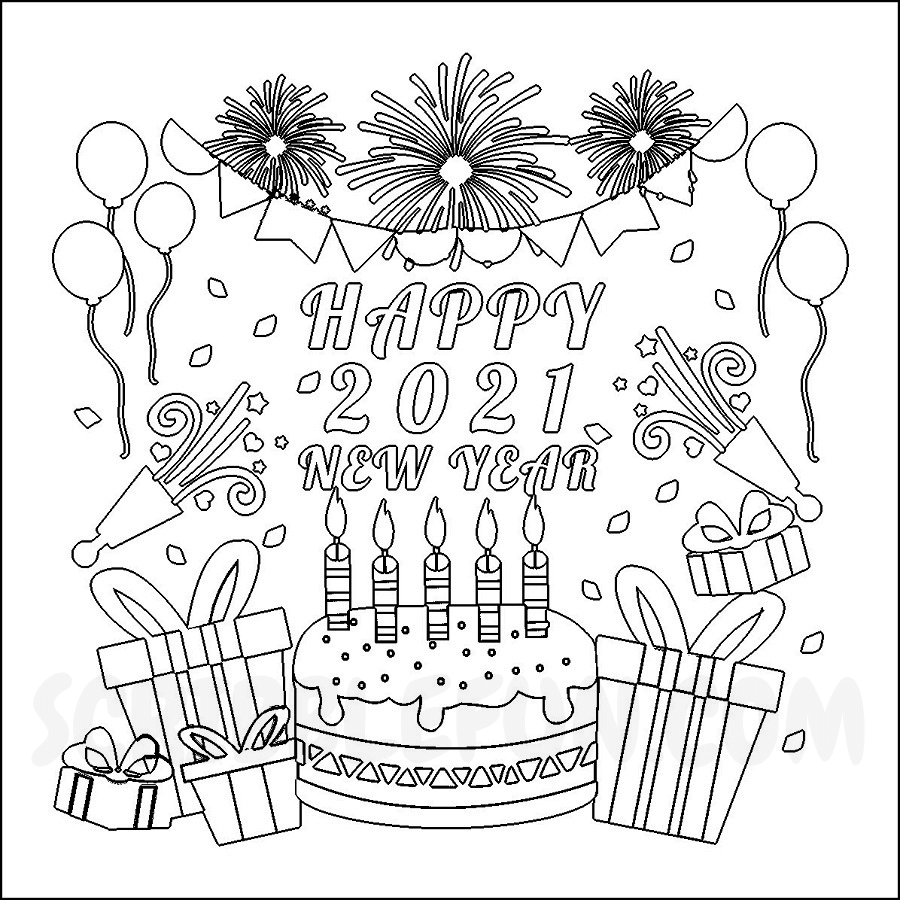 21 Free New Year 2021 Coloring Pages Printable