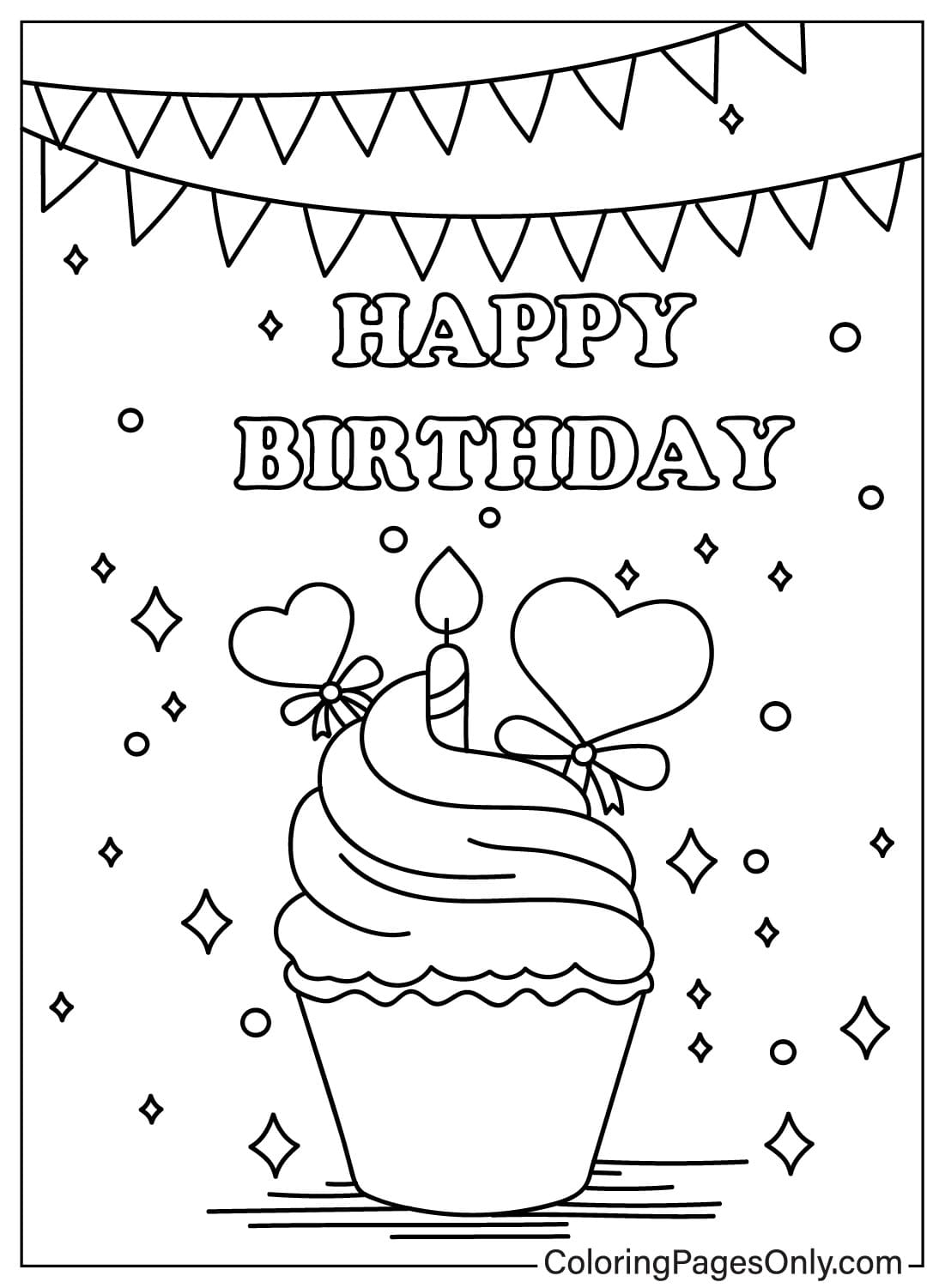 21 Happy Birthday Card Coloring Pages ColoringPagesOnly