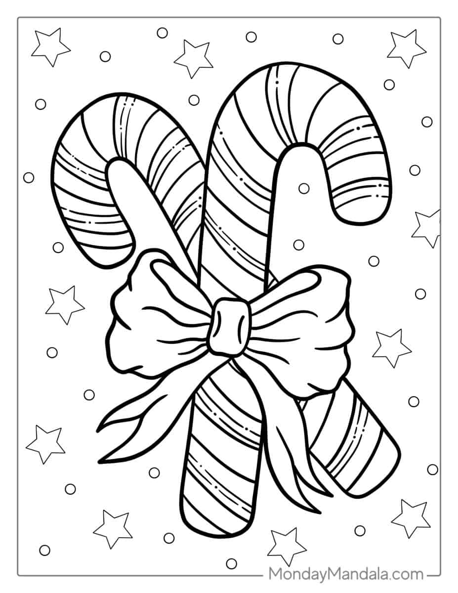 22 Candy Cane Coloring Pages Free PDF Printables
