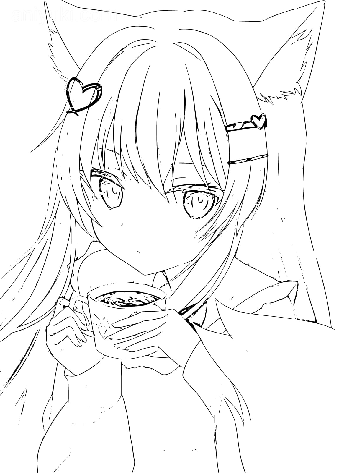 Anime Neko Girl Coloring Pages