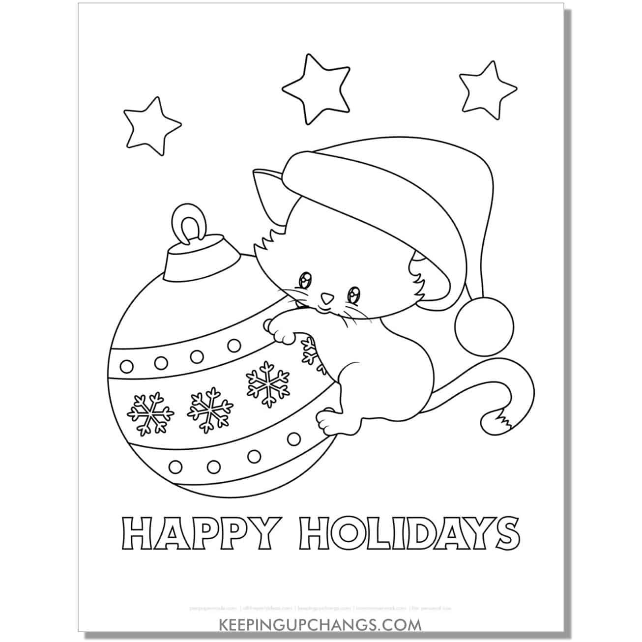 25 Free Christmas Cat Coloring Pages MOST POPULAR Printables