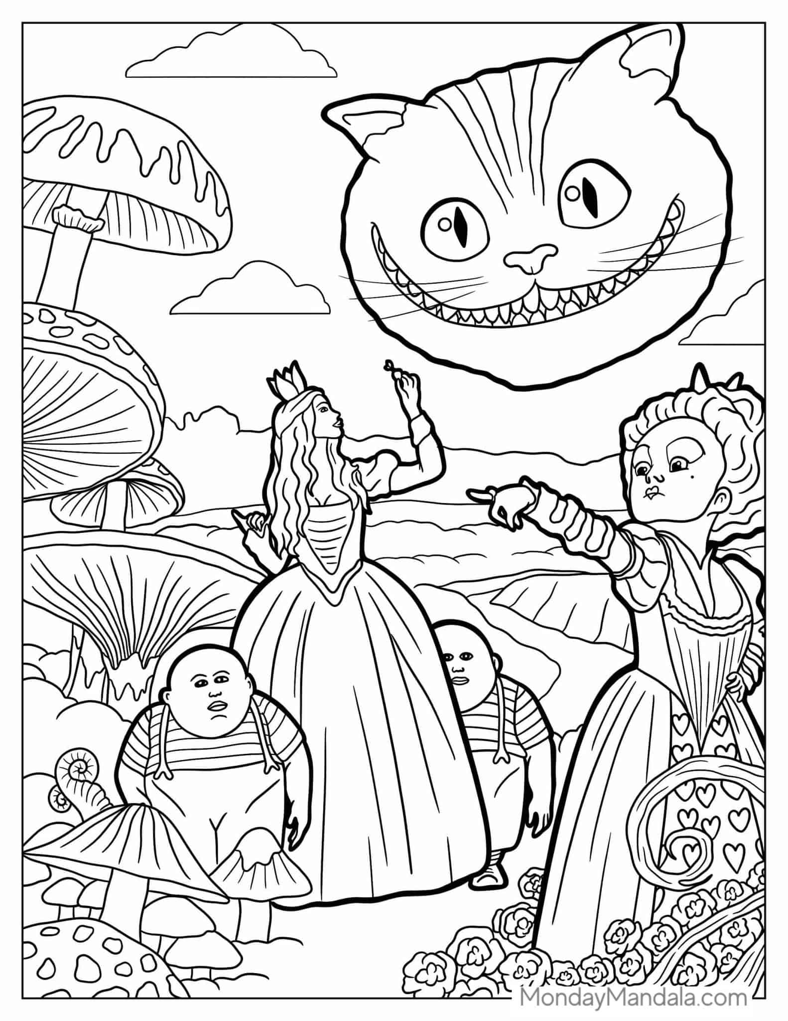 26 Alice In Wonderland Coloring Pages Free PDF Printables