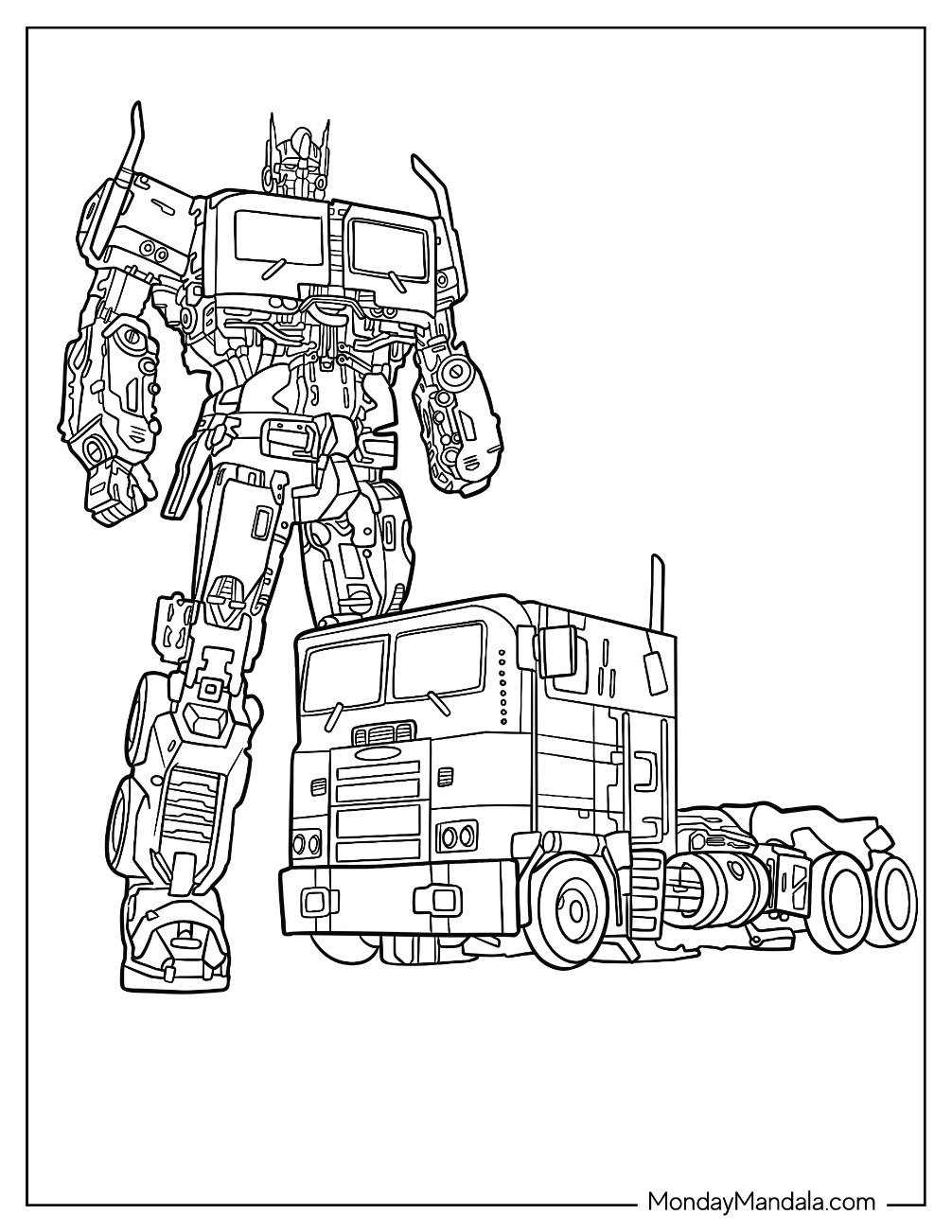 Optimus Prime Coloring Pages Pdf