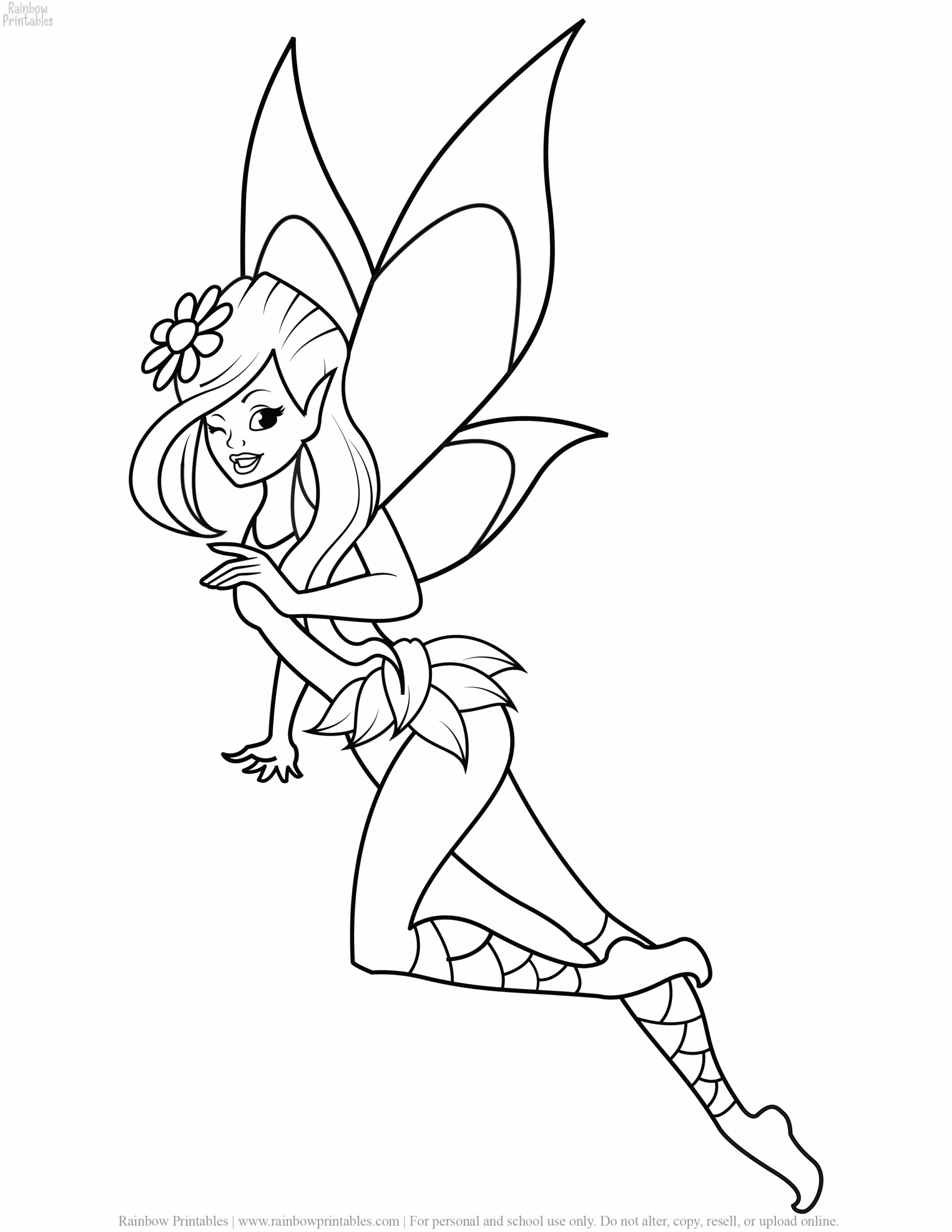 26 Pretty Fairy Kids Coloring Pages For Girls Free Rainbow Printables