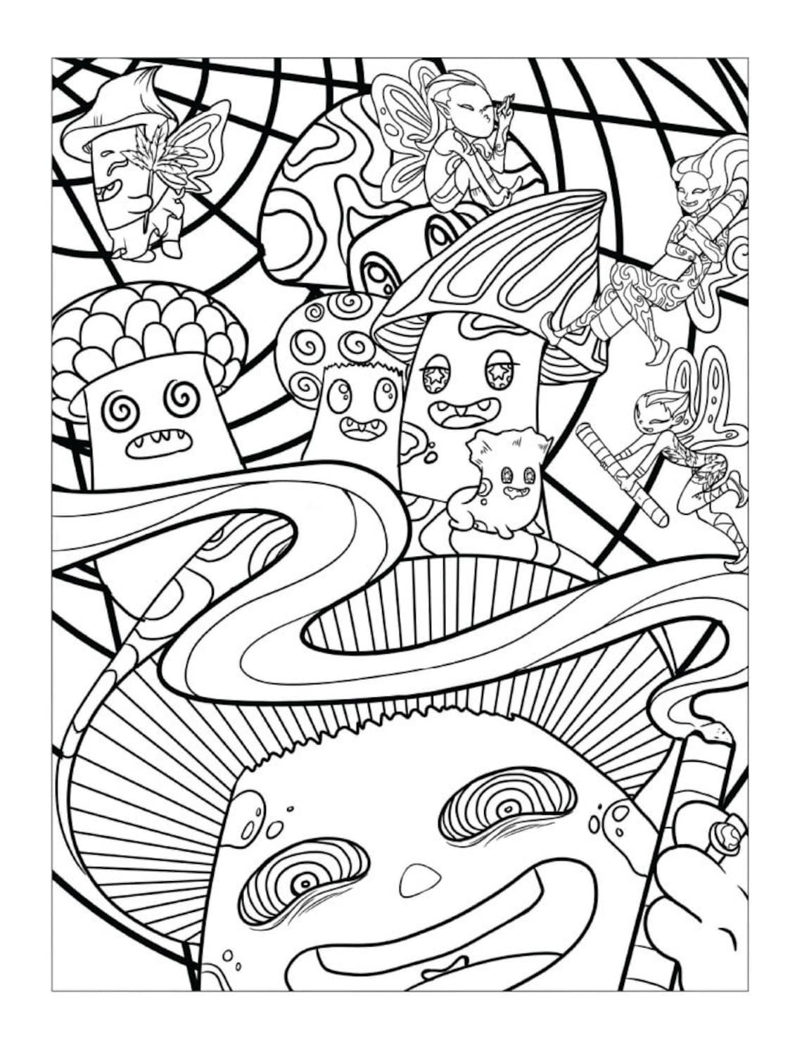 30 Page Psychedelic Trippy Adult Coloring Book Digital Instant Download Printable Etsy UK