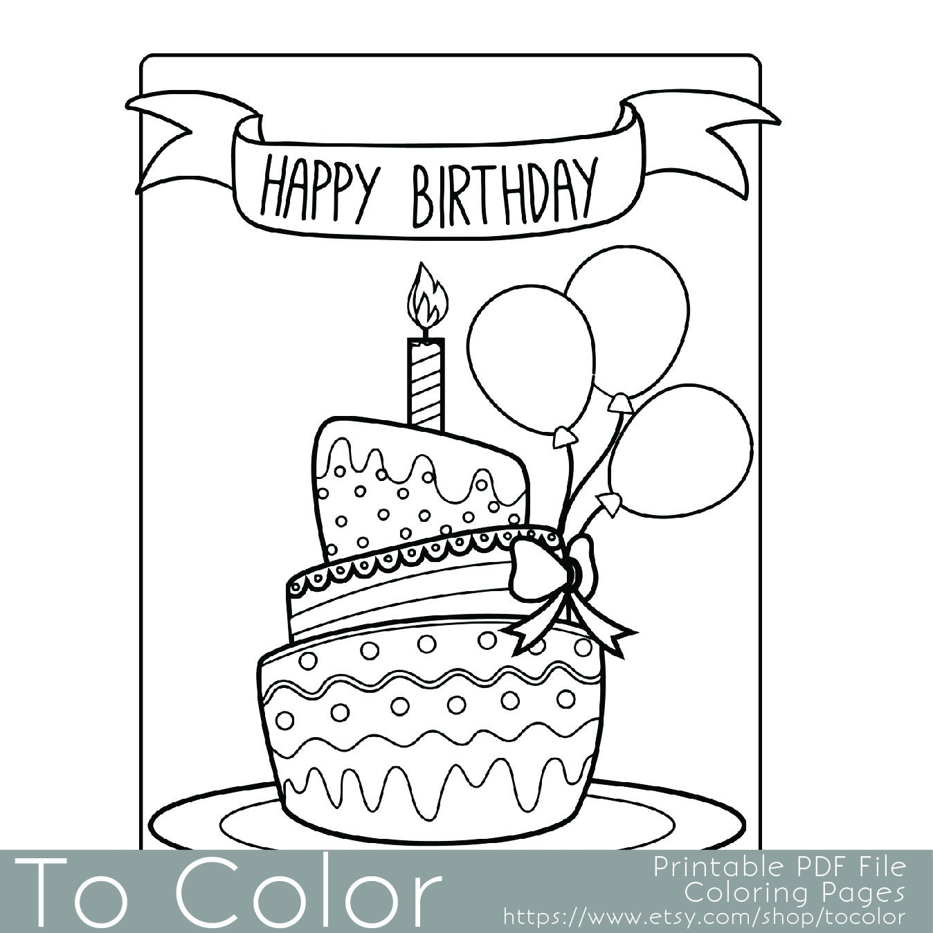 32 Birthday Coloring Pages For Adults PNG Color Pages Collection