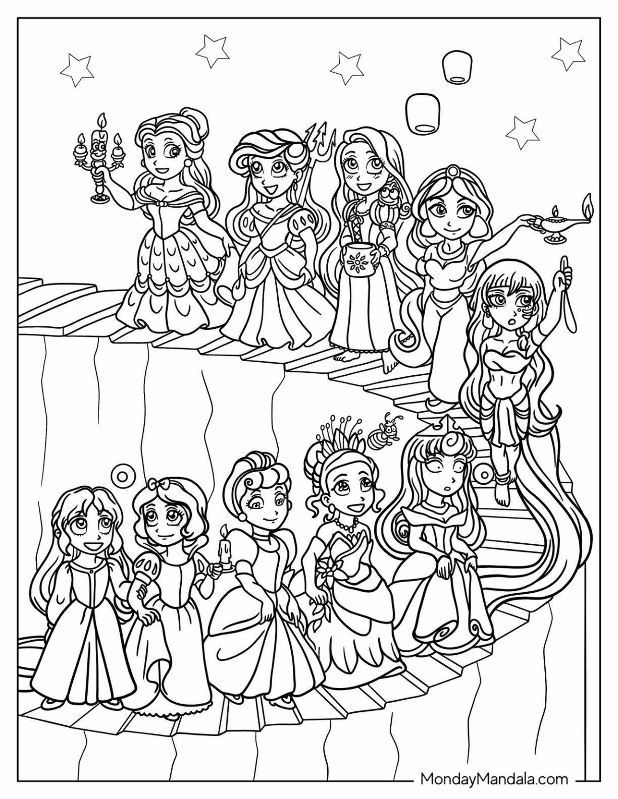 36 Disney Princess Coloring Pages Free PDF Printables