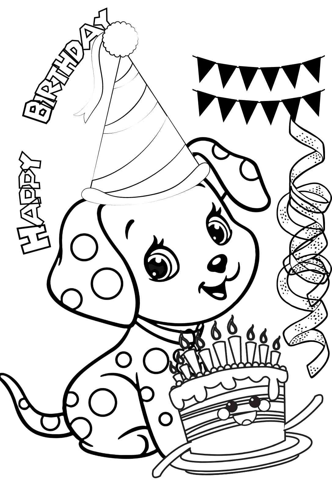 4 Puppy Birthday Coloring Pages Cards Free PRINTBIRTHDAY CARDS