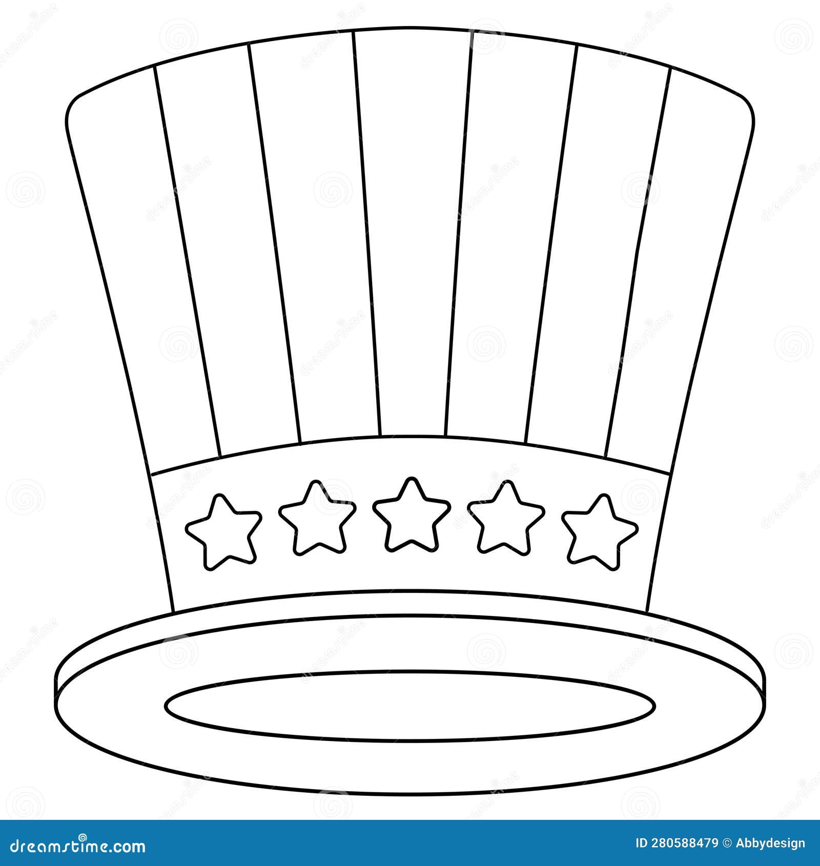 4th Of July Uncle Sam Hat Isolated Coloring Page Stock Vector Illustration Of Celebration