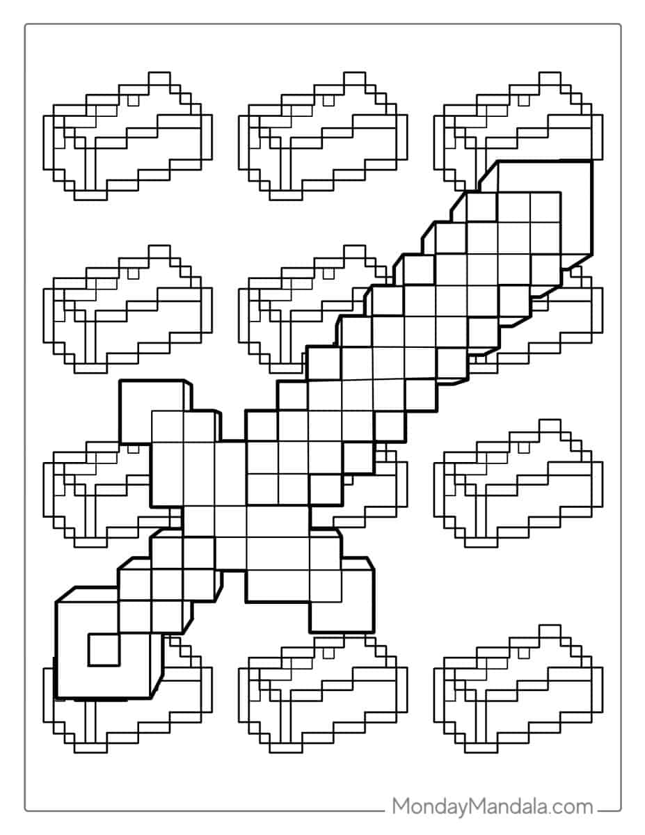 Minecraft Sword Coloring Pages