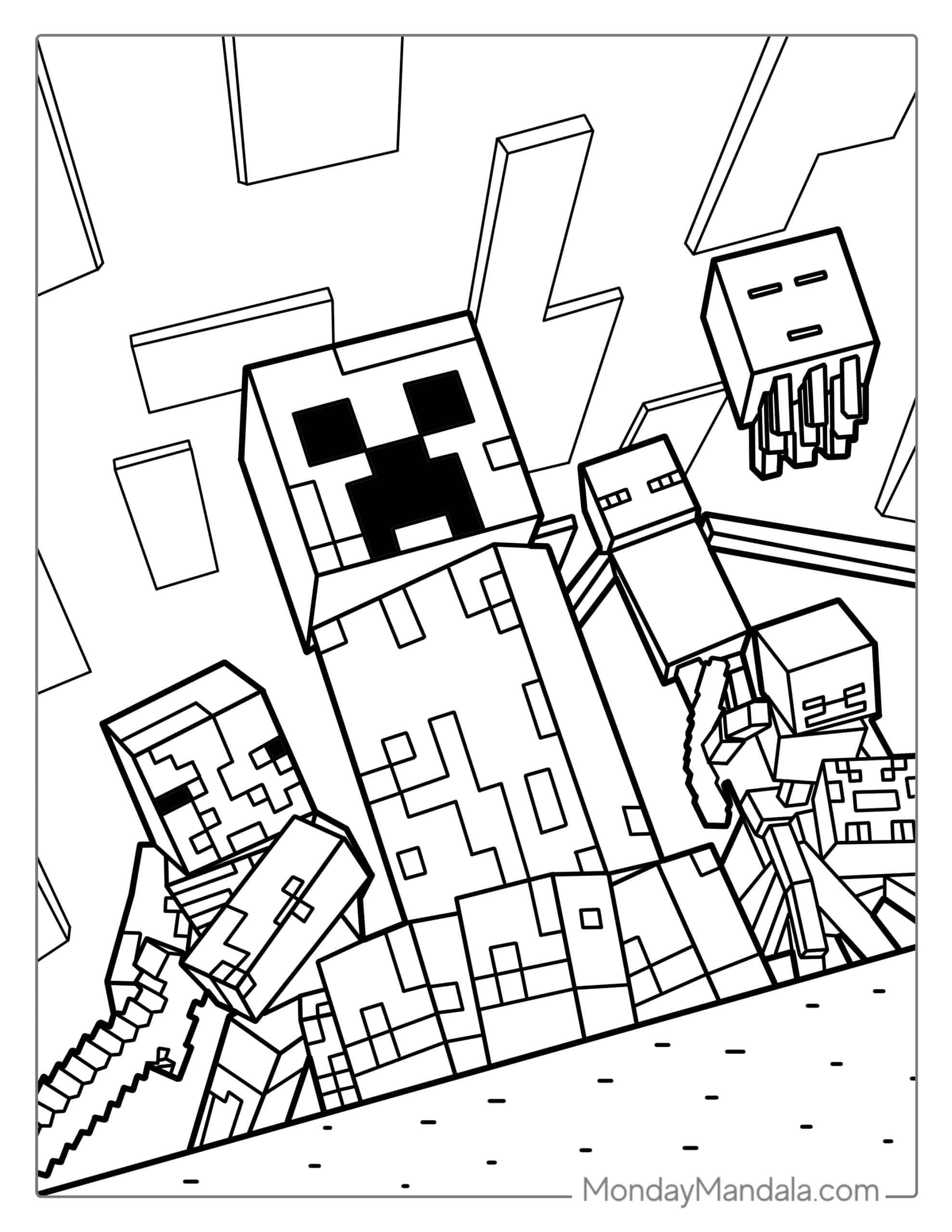 80 Minecraft Coloring Pages Free PDF Printables Minecraft Coloring Pages Christmas Coloring