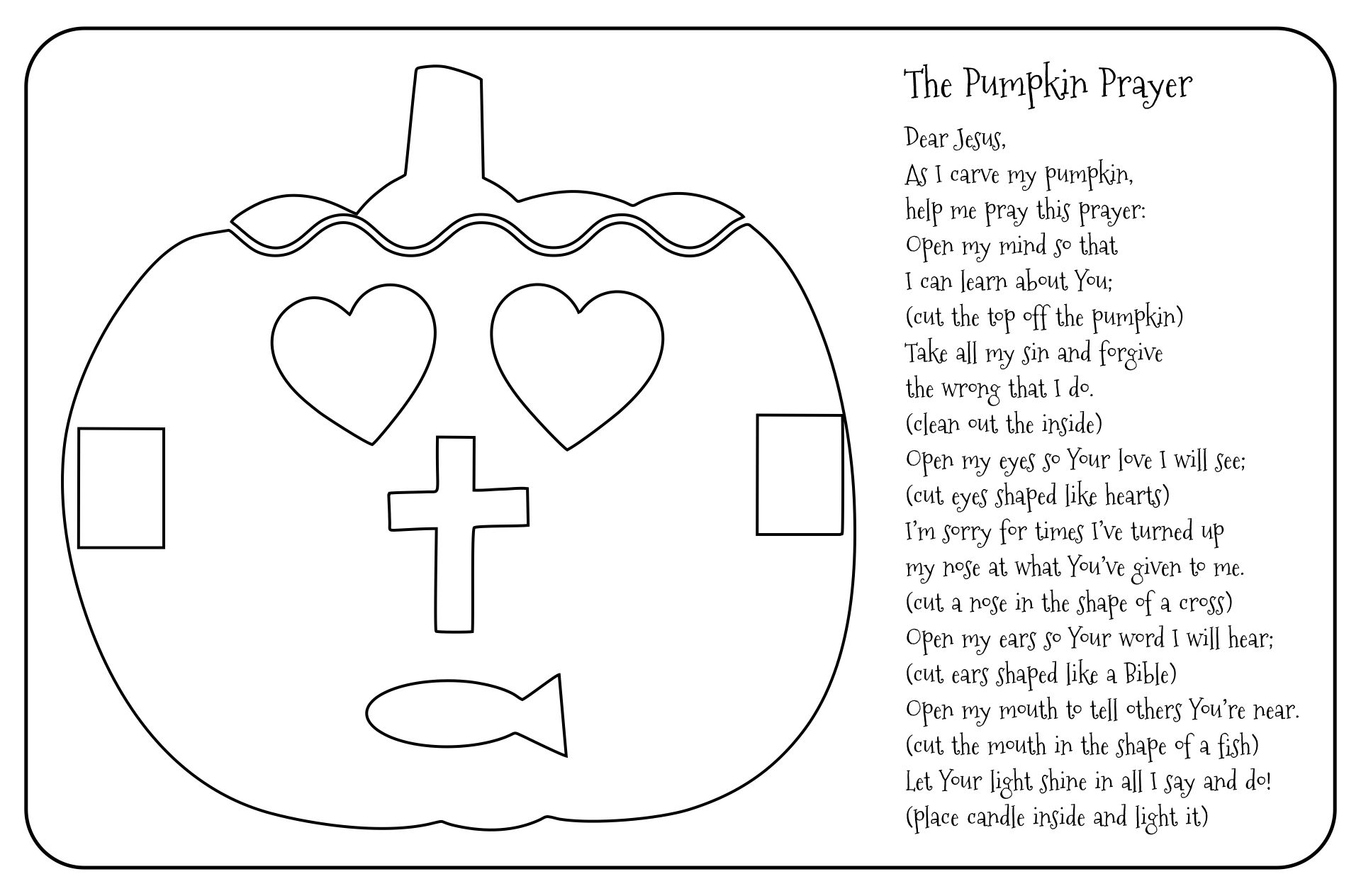 9 Best Images Of Christian Halloween Printables Christian Pumpkin Poem Coloring Page
