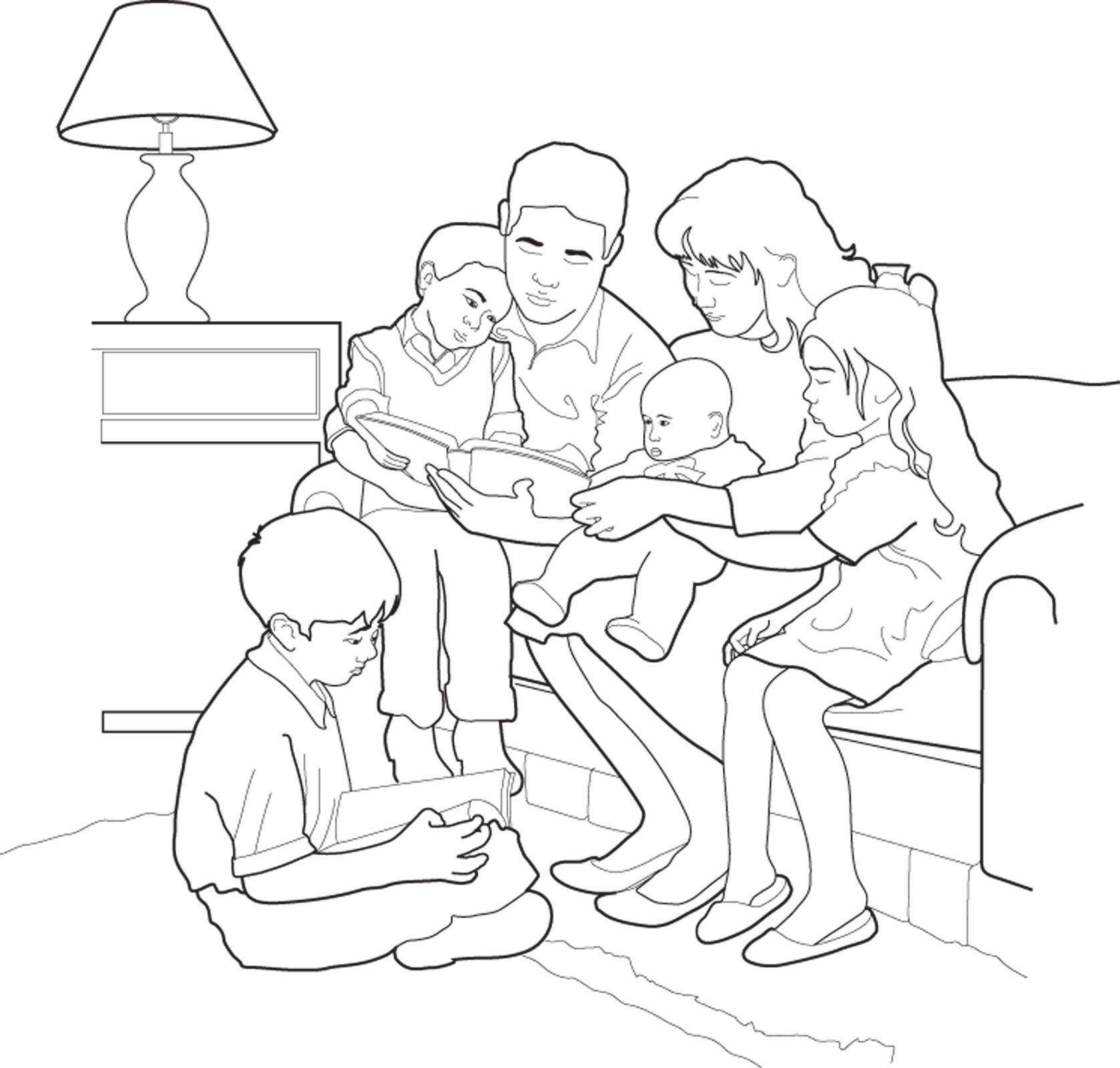 A Family Reading Together Children S Coloring Page From Lds Ldsprimary Mormon Family