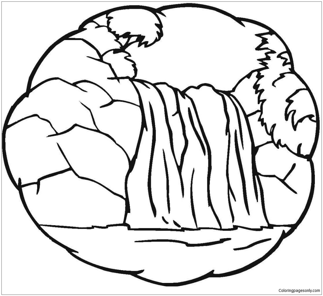 A Little Waterfall Coloring Page Free Coloring Pages Online