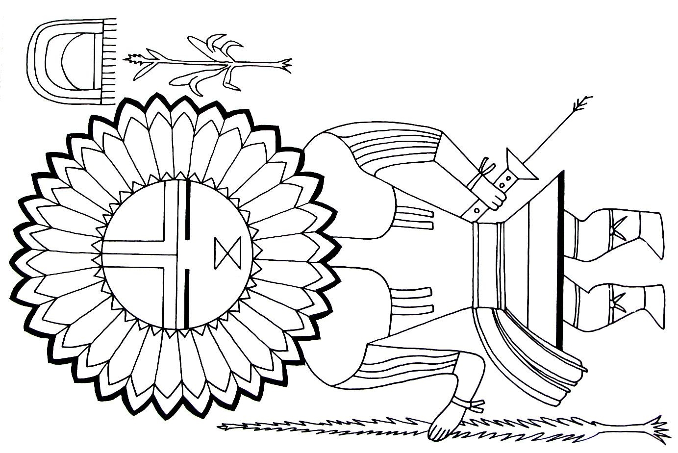A Sun Kachina From The Hopi Indians Printable Coloring Book Page Designs Coloring Books