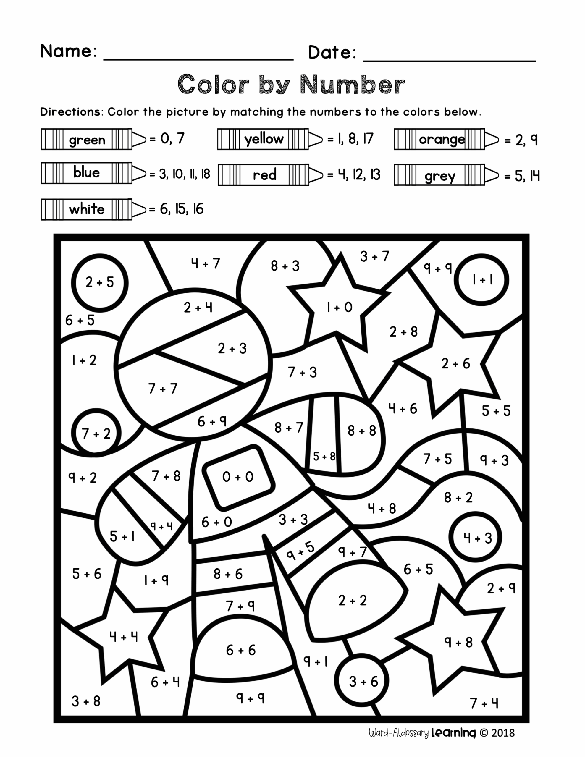 Addition Color By Number 2nd Grade Worksheets Worksheet Hero Addition Color By Number 2nd