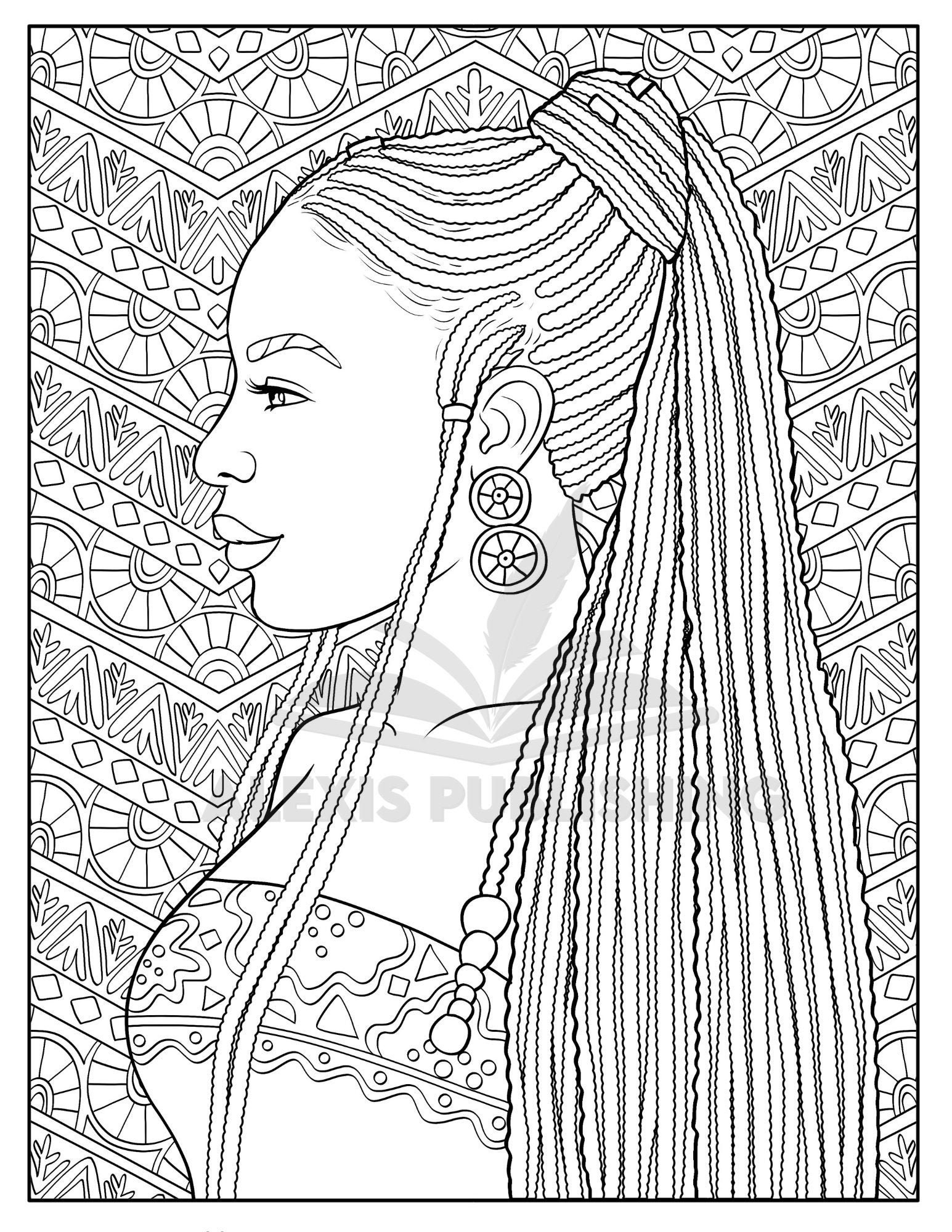 Adult Coloring Page Instant Download Beautiful Black Woman Printable Etsy