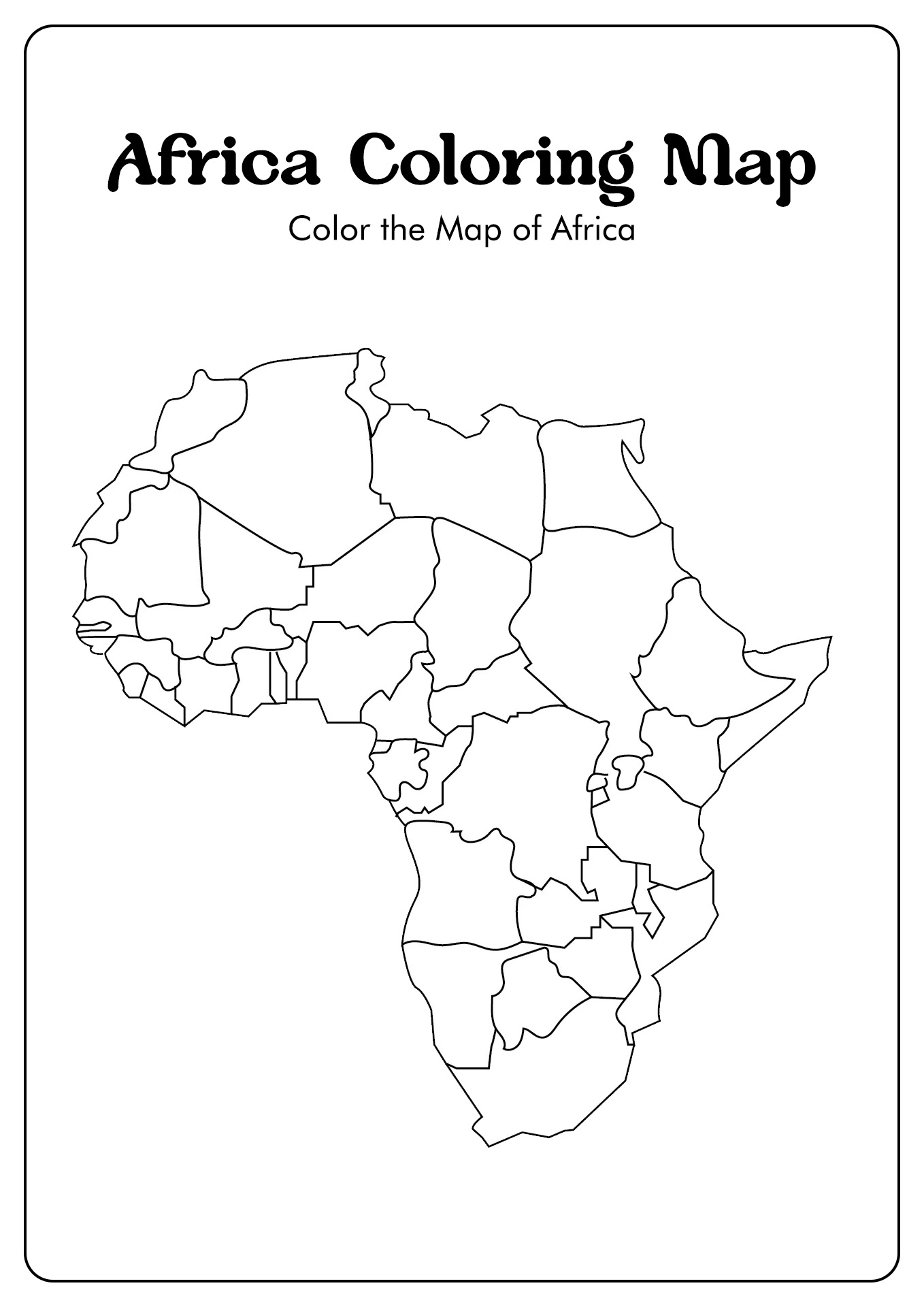 Africa Coloring Map Sketch Coloring Page