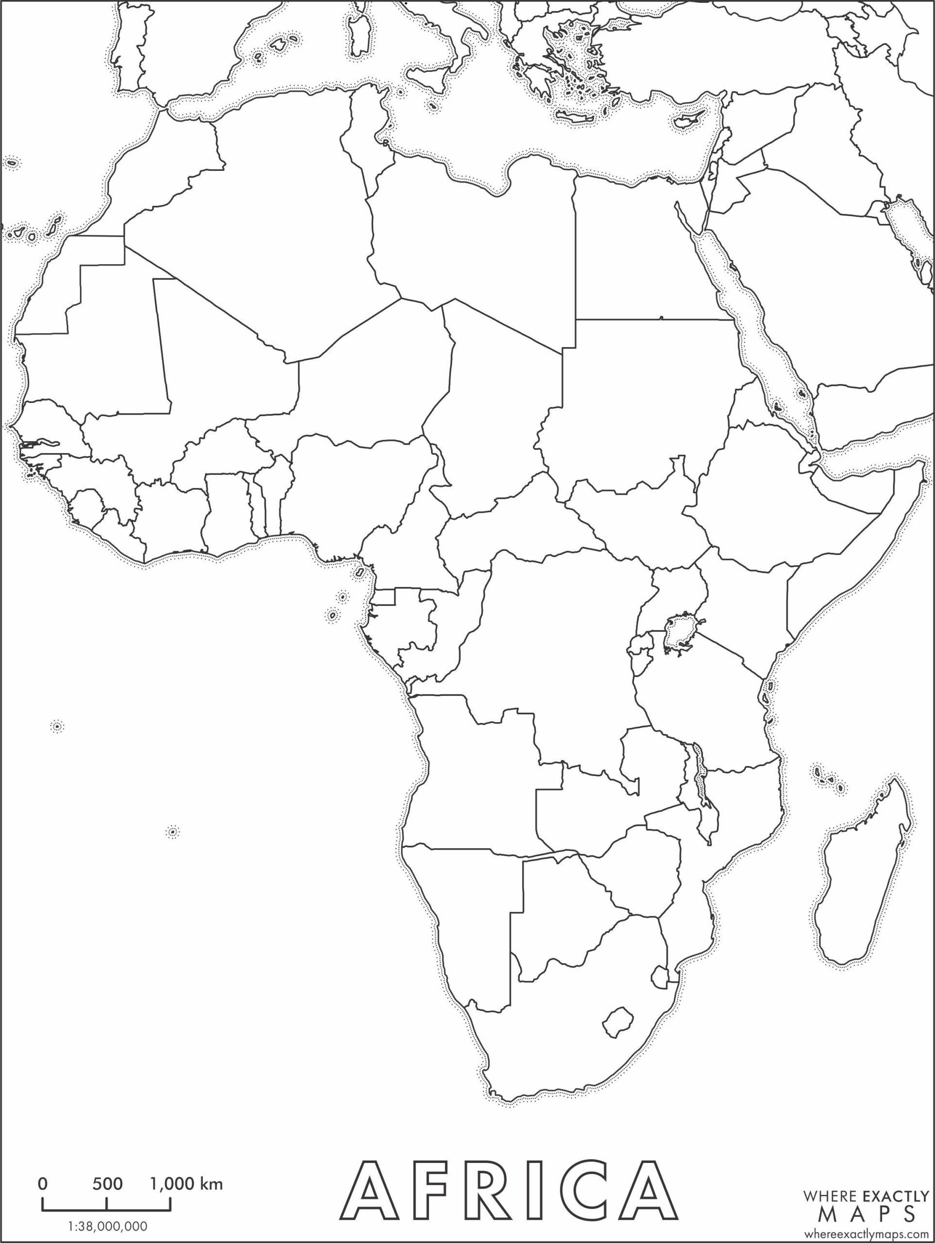 Map Of Africa Coloring Page