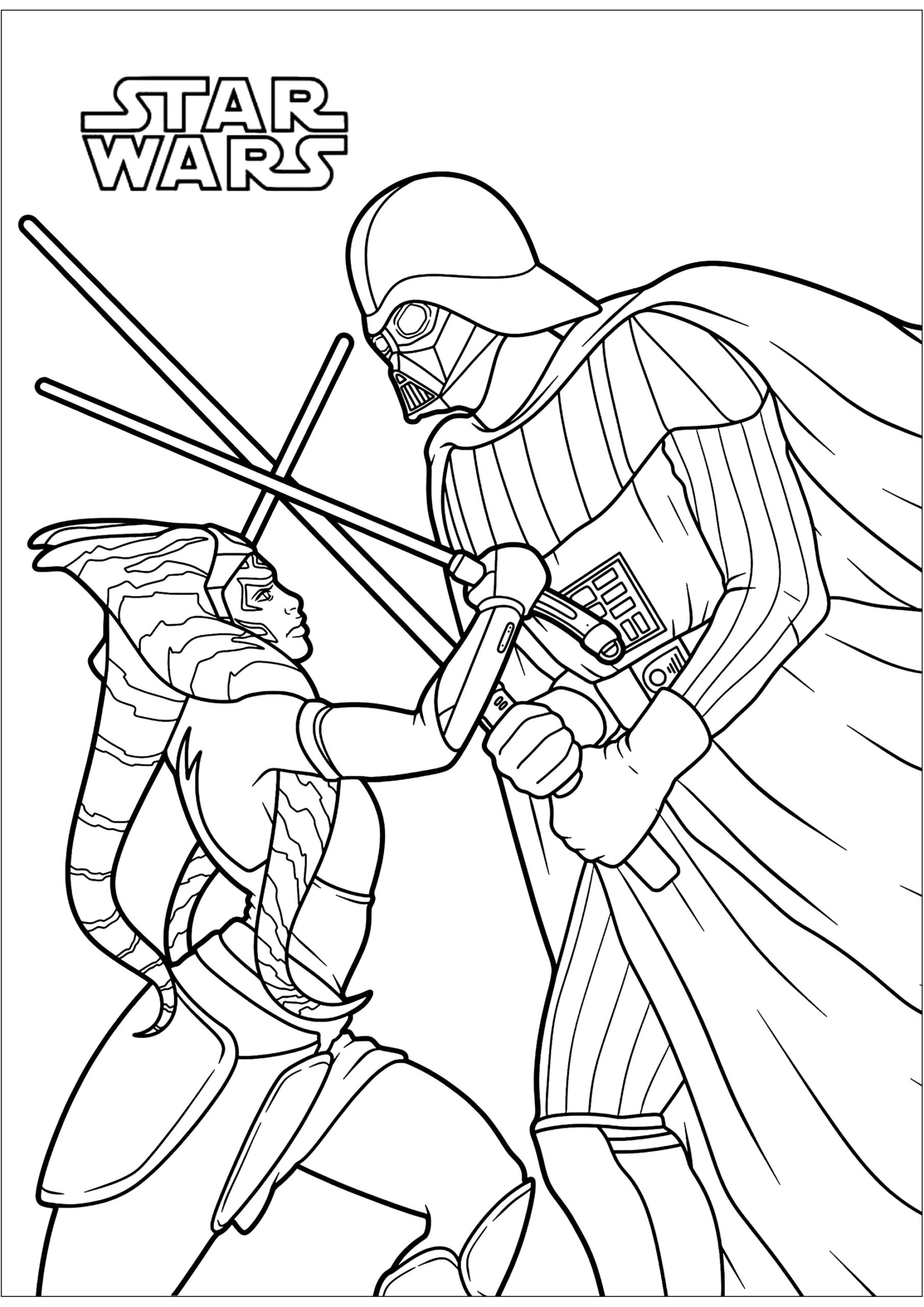 Ahsoka Tano Vs Dark Vador Movie Coloring Pages For Adults