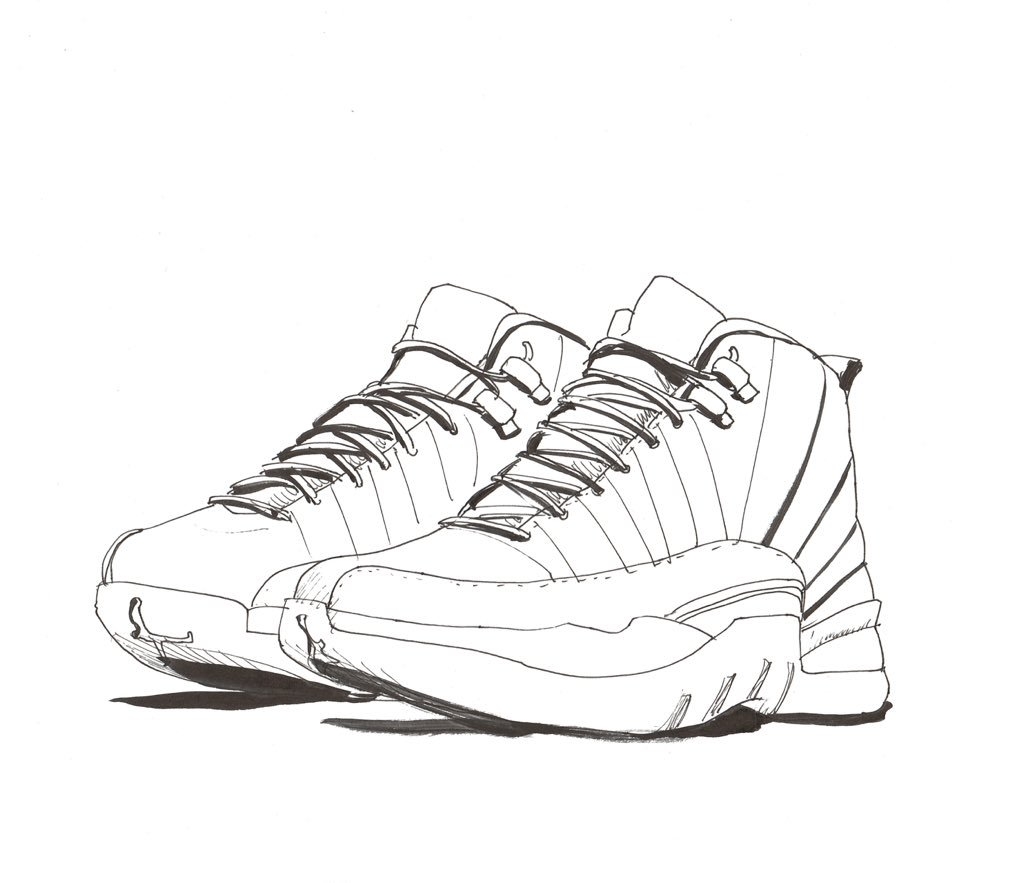 Air Jordan 12 Drawing Sketch Coloring Page