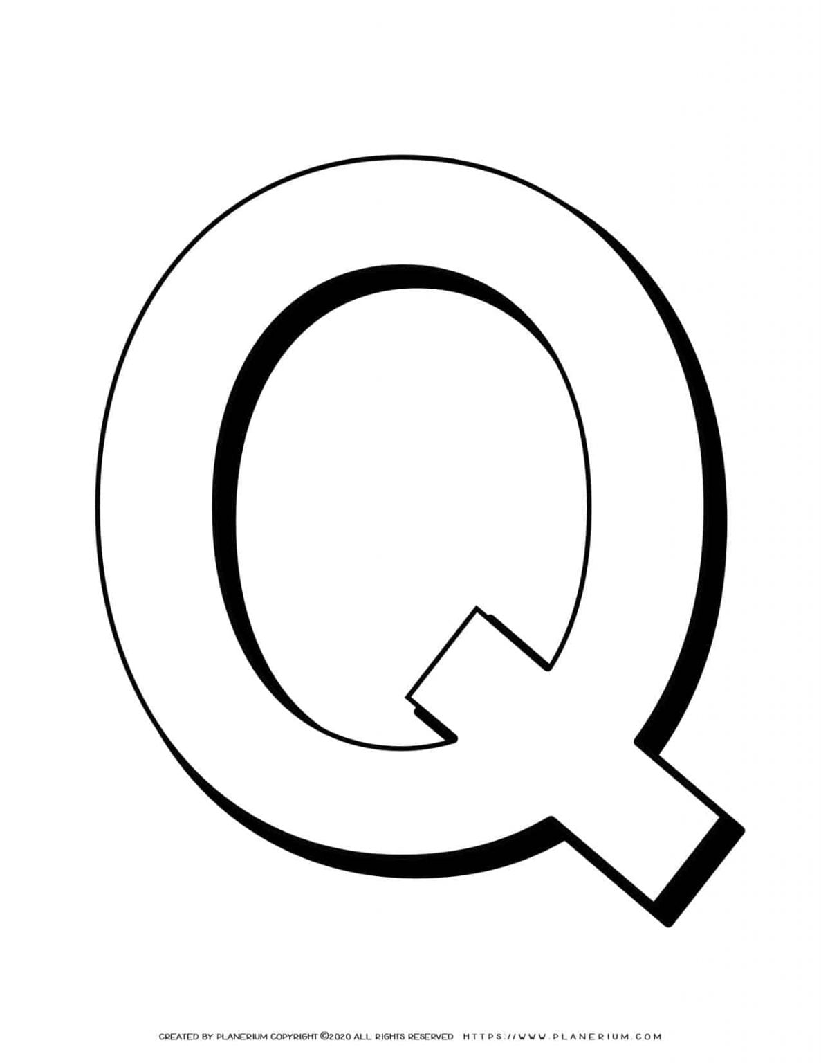 Alphabet Coloring Pages English Letters Capital Q Planerium