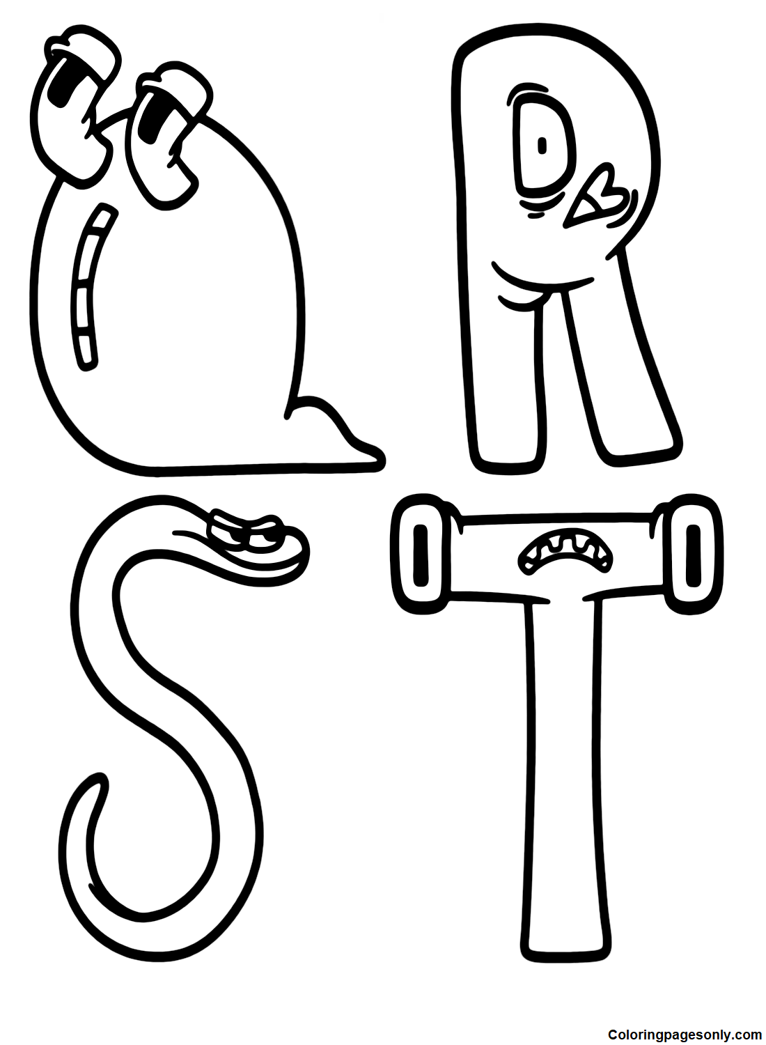 Alphabet Lore Q R S T Coloring Page Free Printable Coloring Pages