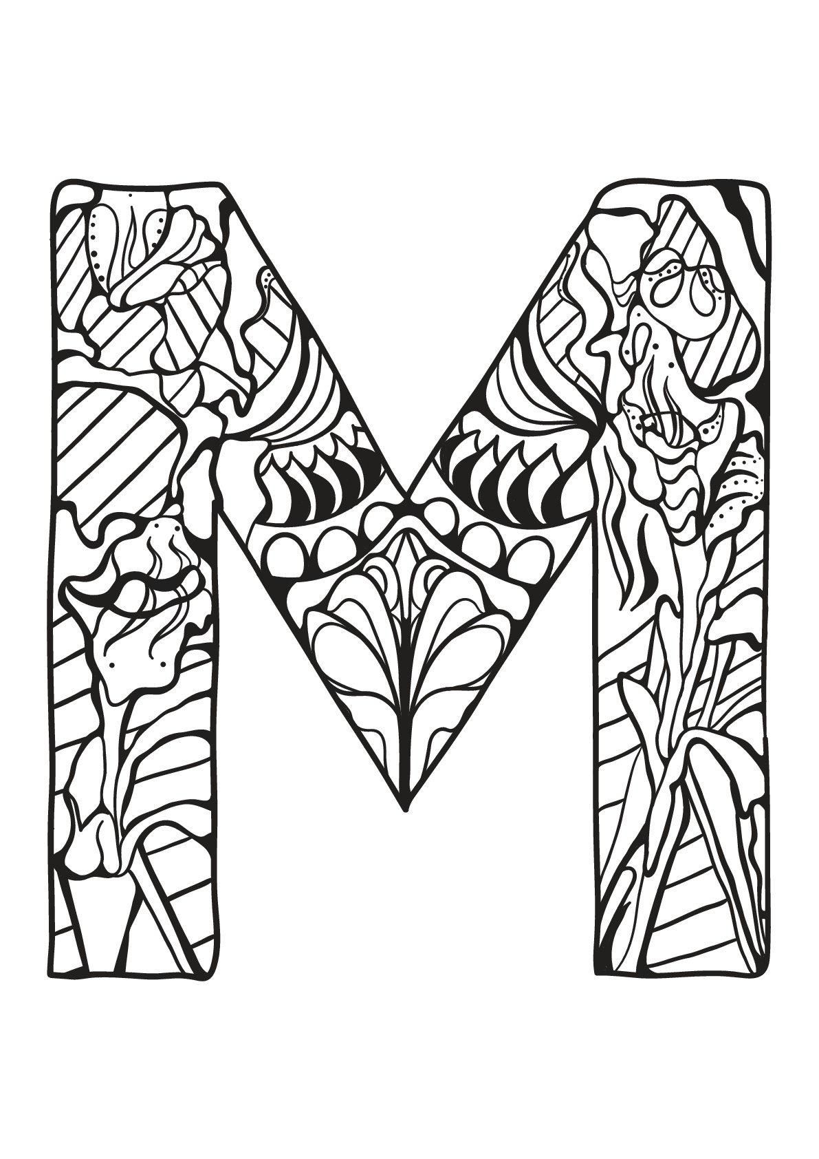 Alphabet To Color For Kids M Alphabet Coloring Pages For Kids