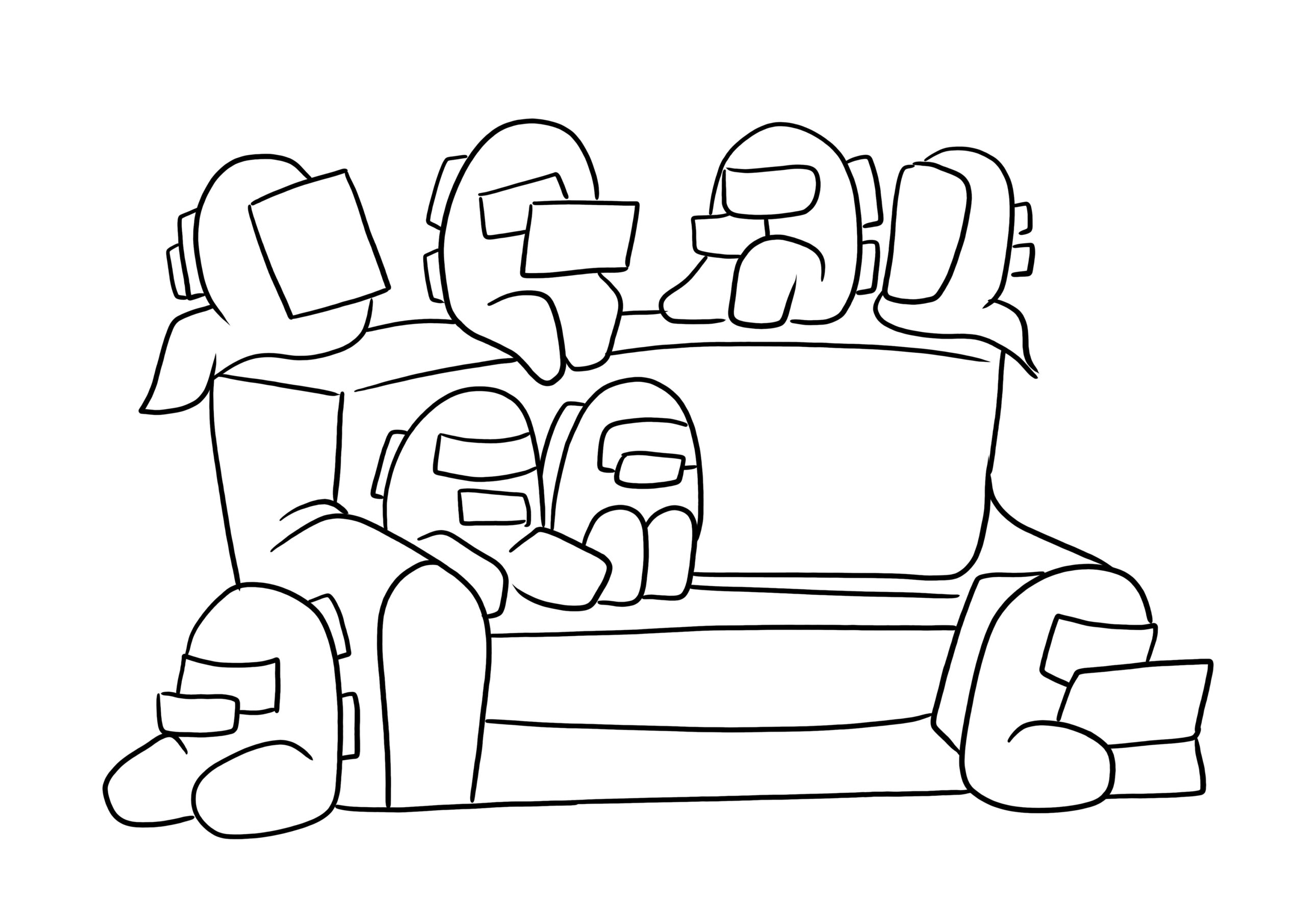 Among Us Playing Games Coloring For Kids For Free And Printing