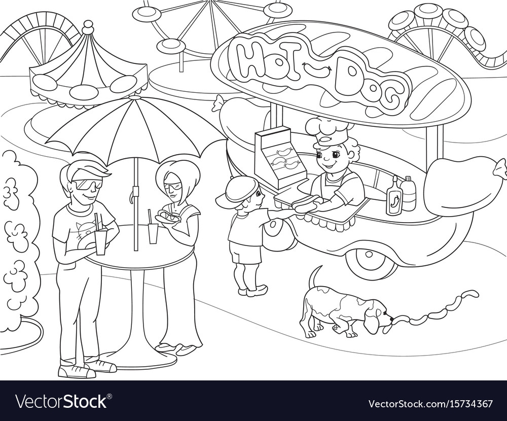 Amusement Park Coloring Pages For Children Hot Vector Image