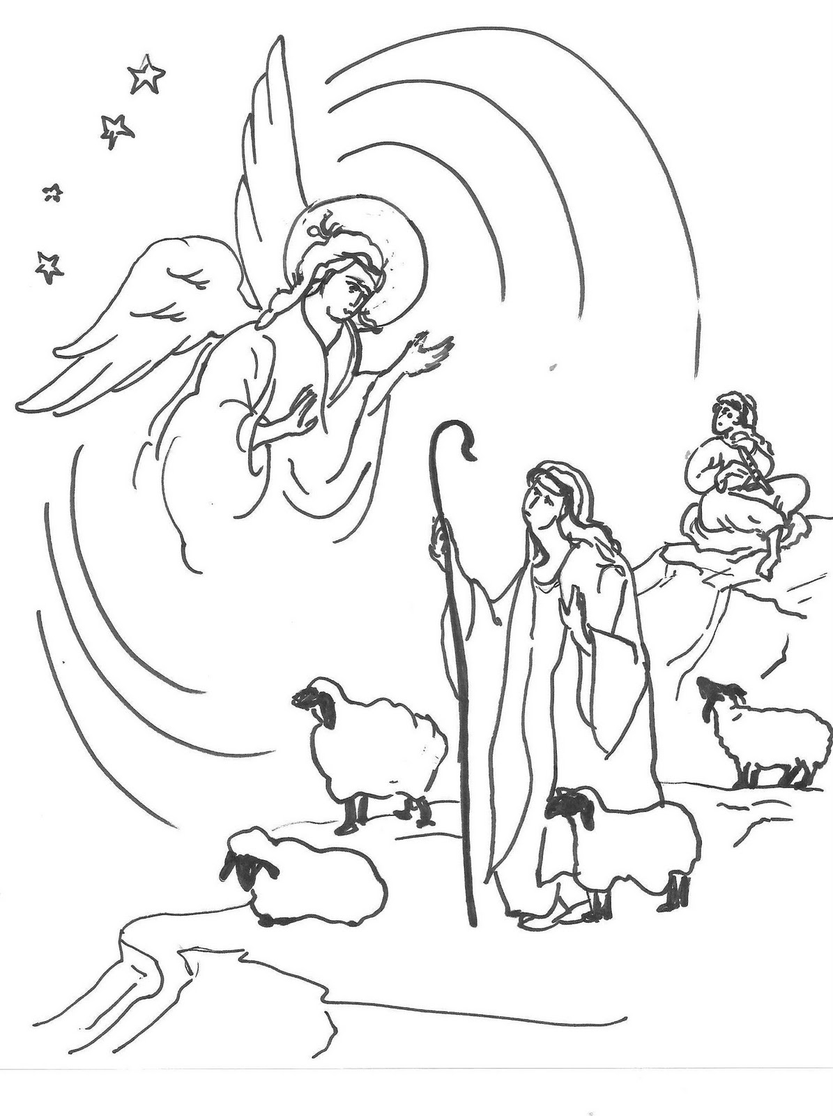 Shepherds And Angels Coloring Pages
