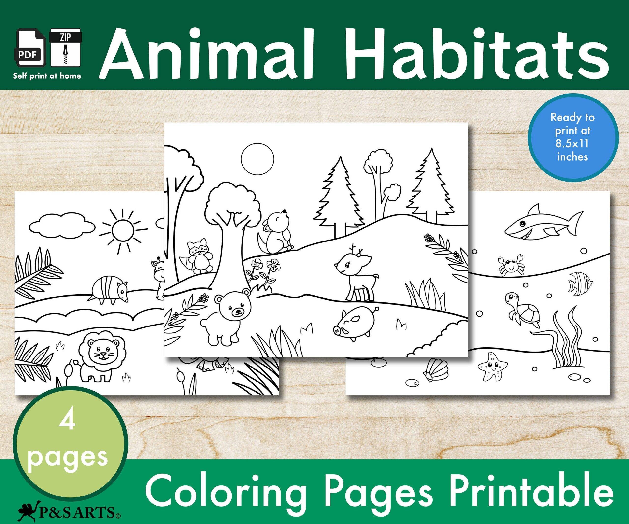 Animal Habitats Coloring Pages Printable For Toddlers And Kids Coloring Animal Simple