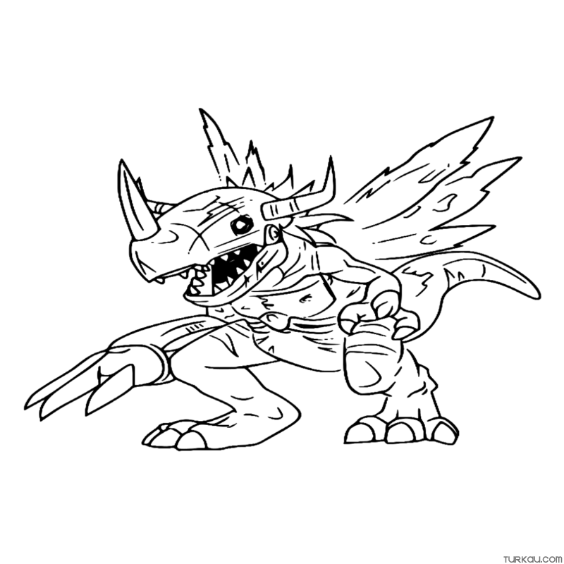 Anime Digimon MetalGreymon Virus Coloring Page Turkau