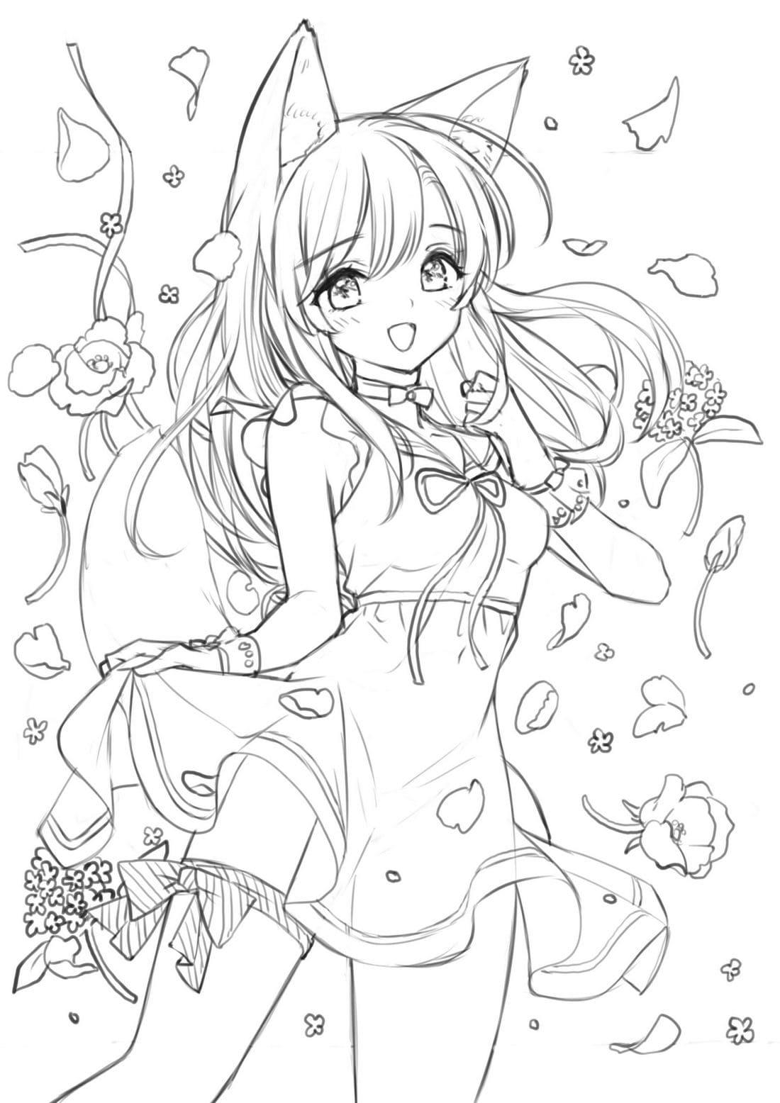Cute Anime Girls Coloring Pages