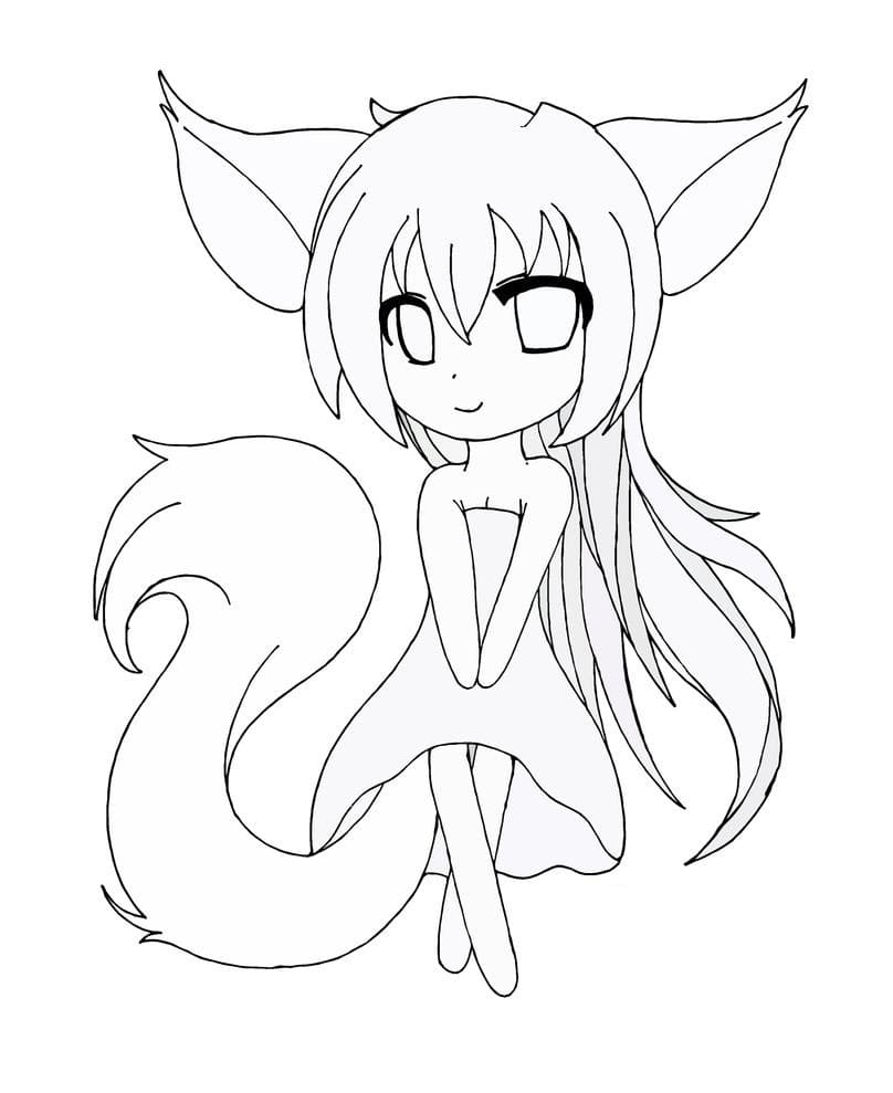 Anime Wolf Girl Coloring Pages