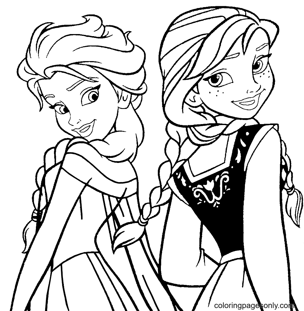 Anna With Elsa Coloring Page Free Printable Coloring Pages