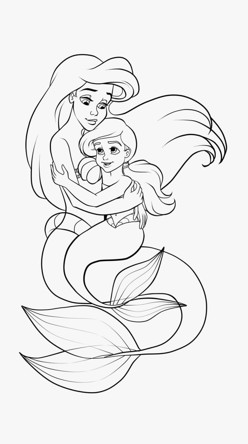 Ariel La Sirena Abraza A Su Hermana Para Colorear Imprimir E Dibujar ColoringOnly Com