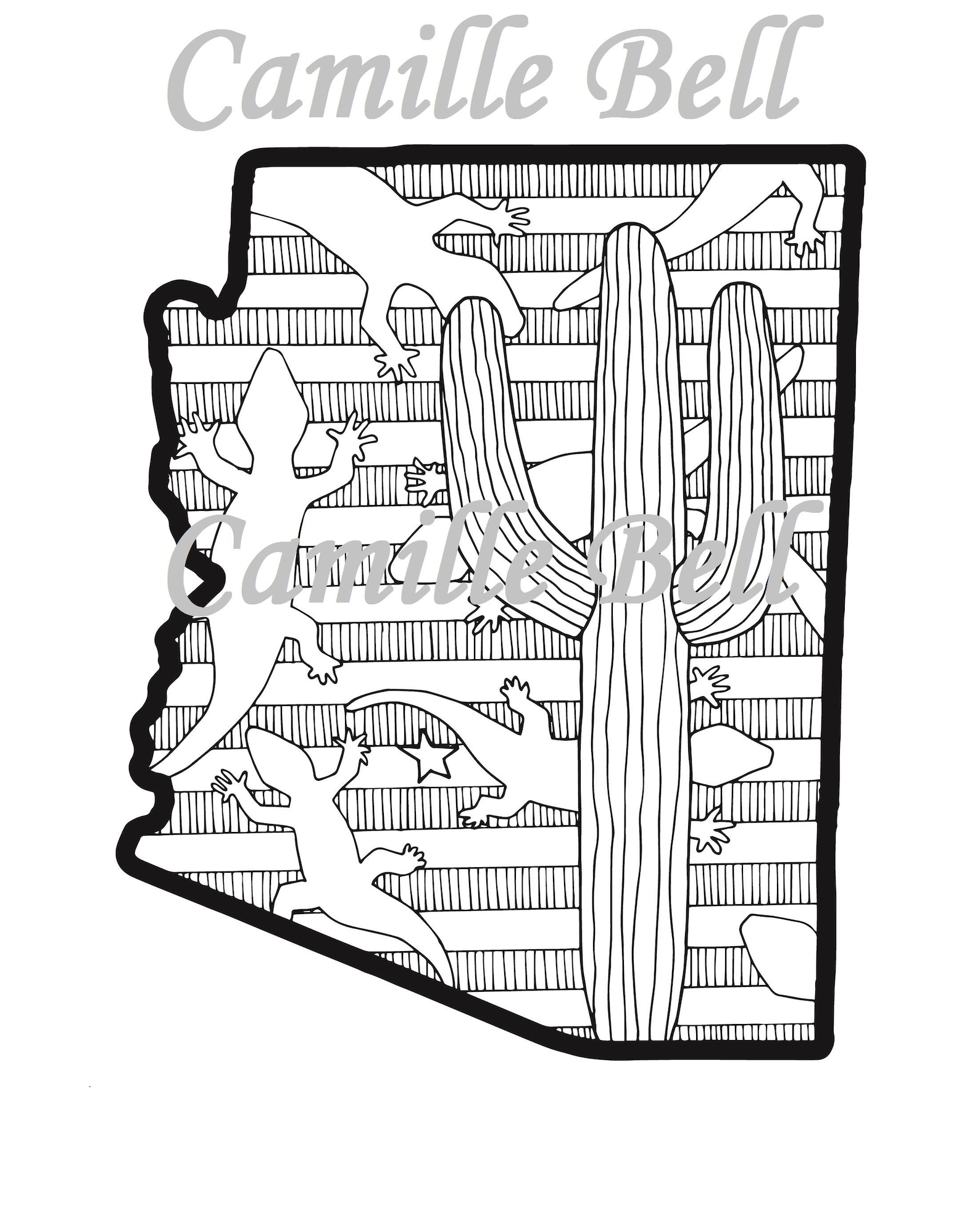 Arizona Coloring Page Adult Coloring Page Download Arizona Etsy