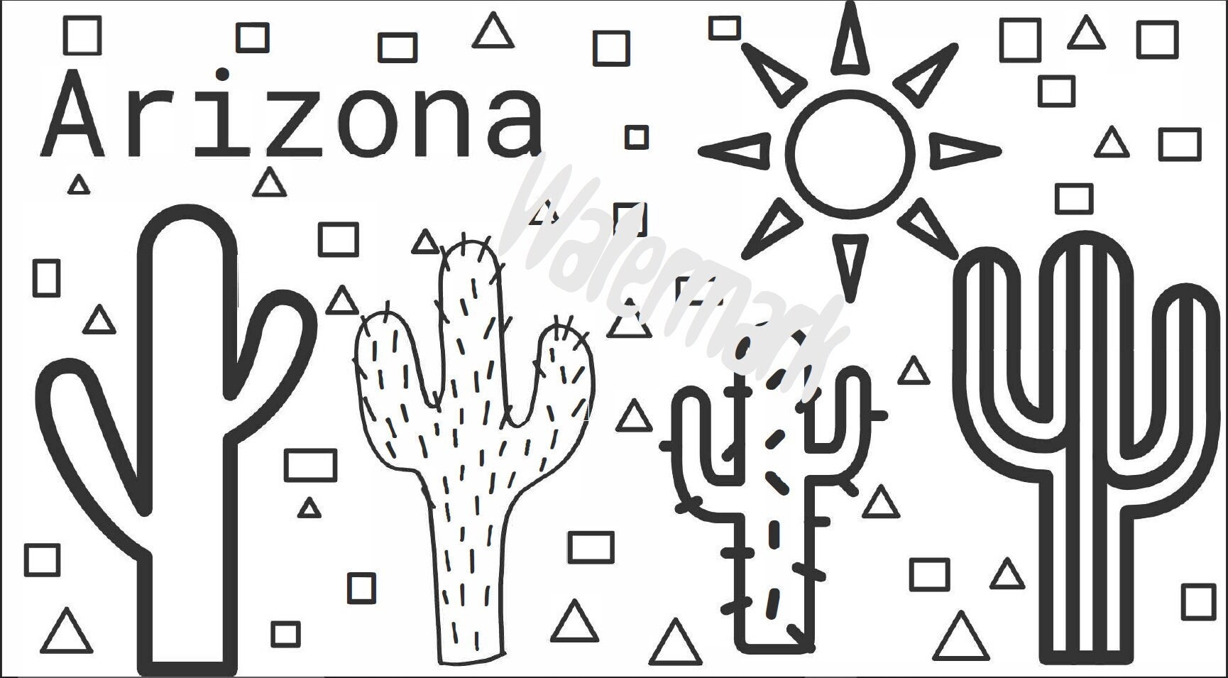 Arizona Coloring Pages Downloadable Pages Desert Pages Etsy