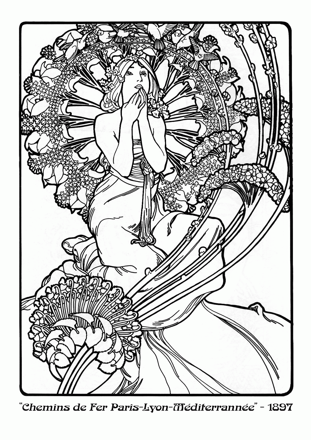 Art Nouveau Coloring Page Coloring Home