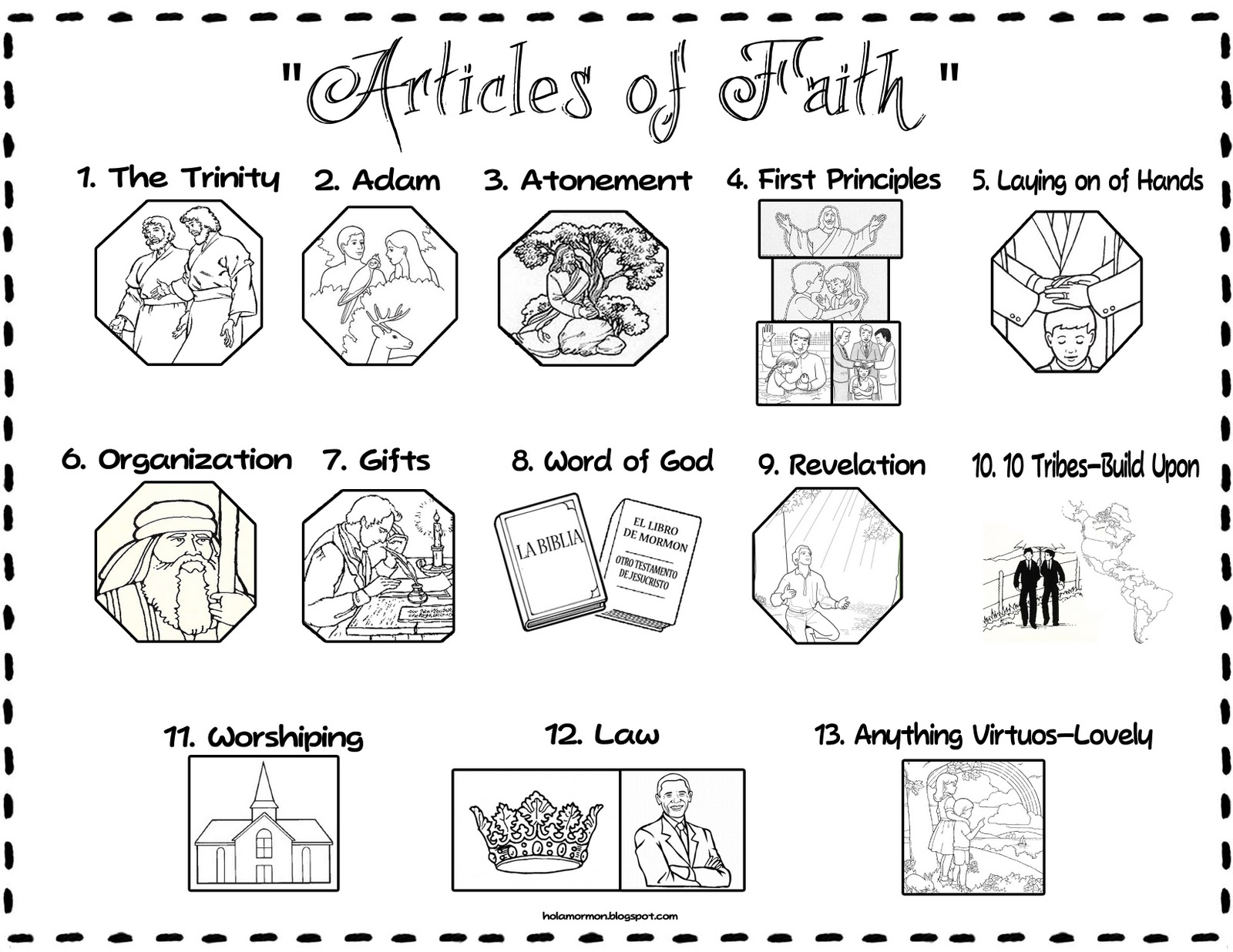 Articles Of Faith Coloring Pages