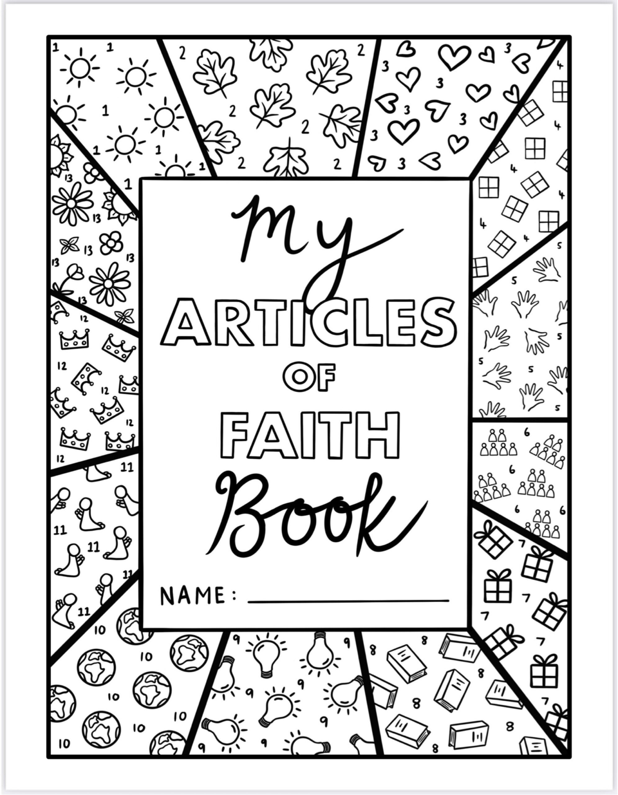 Articles Of Faith Cover Coloring Page Printable PDF Etsy