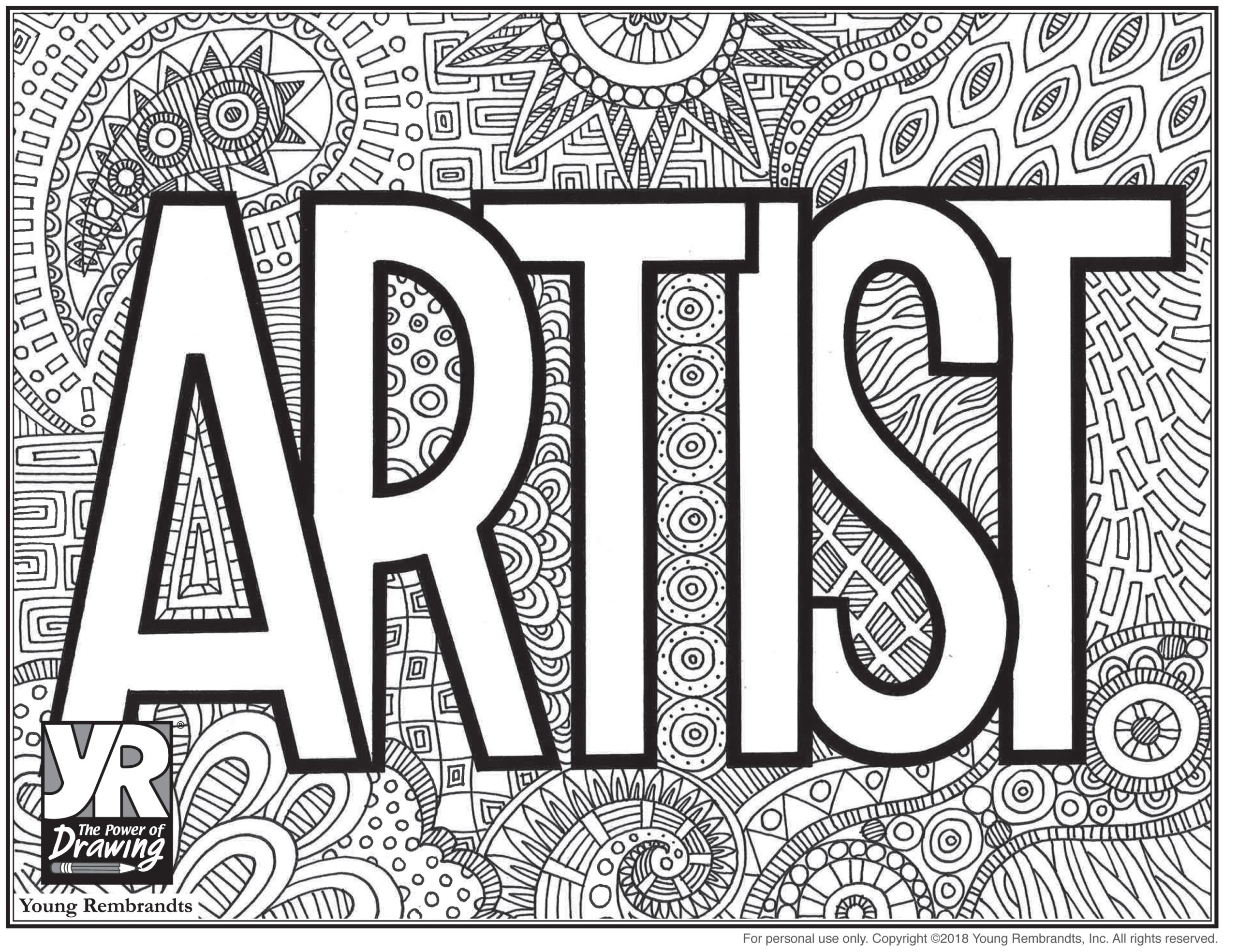 Artist Coloring Page Young Rembrandts Shop