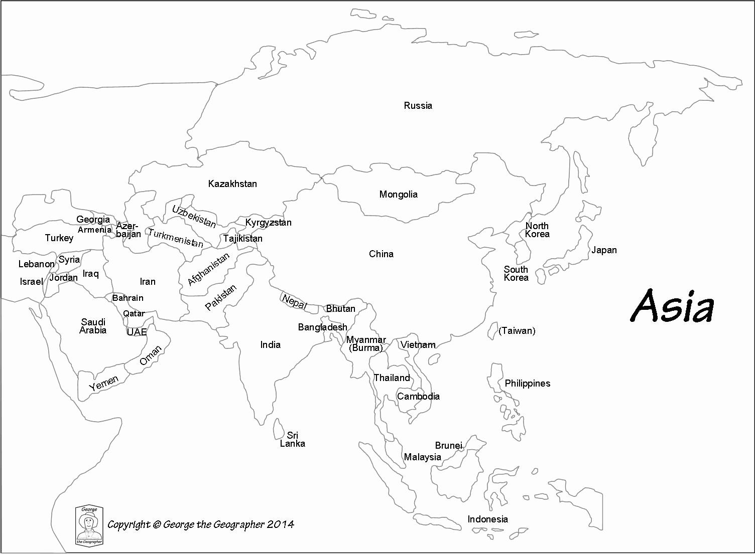 Asia Map Coloring Page