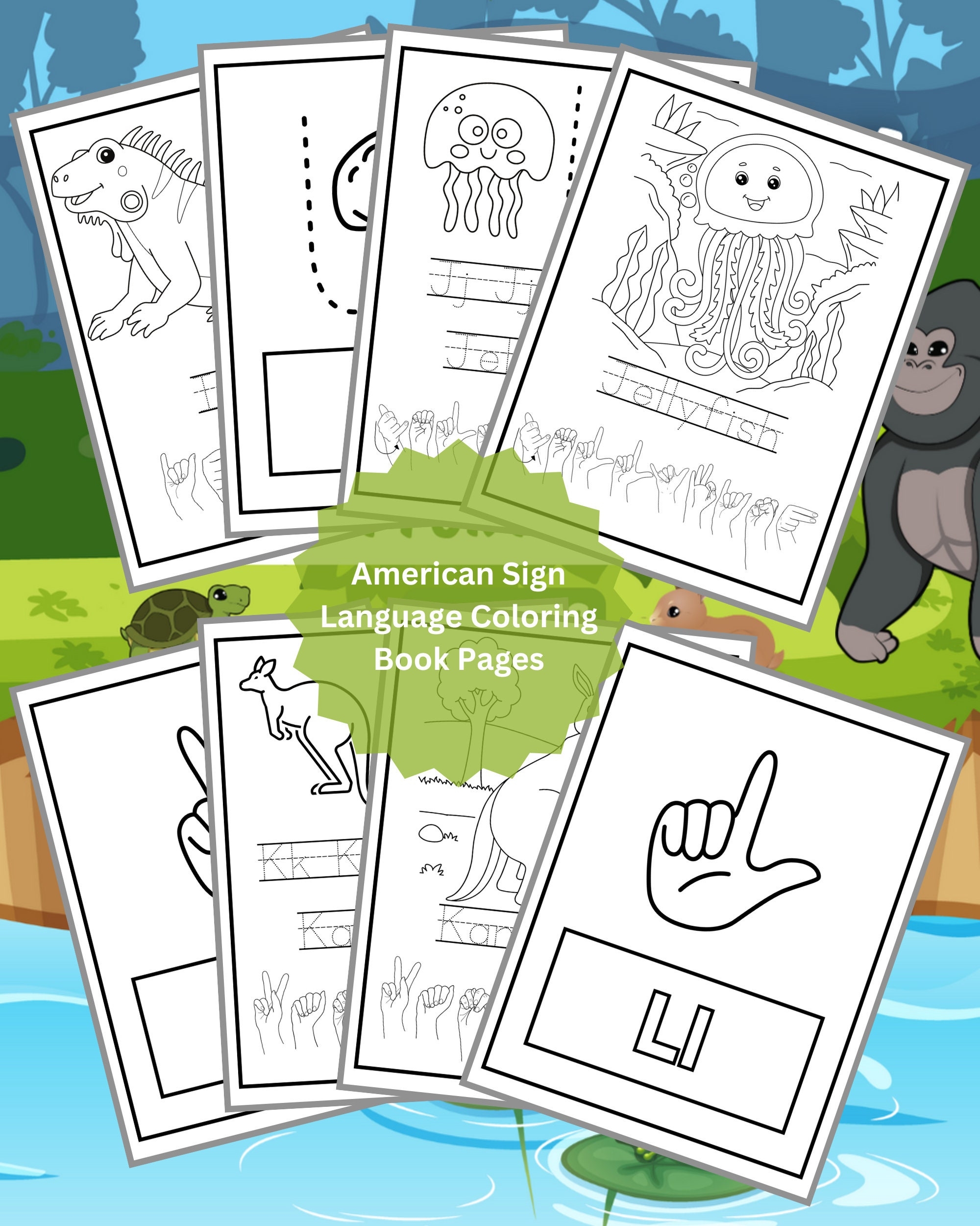 ASL Coloring Activity Book Pages Digital Download Etsy