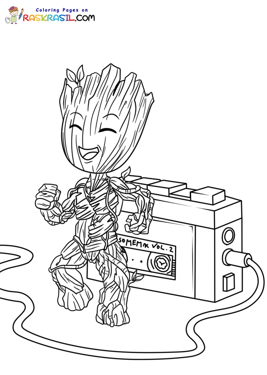 Groot Coloring Pages Free