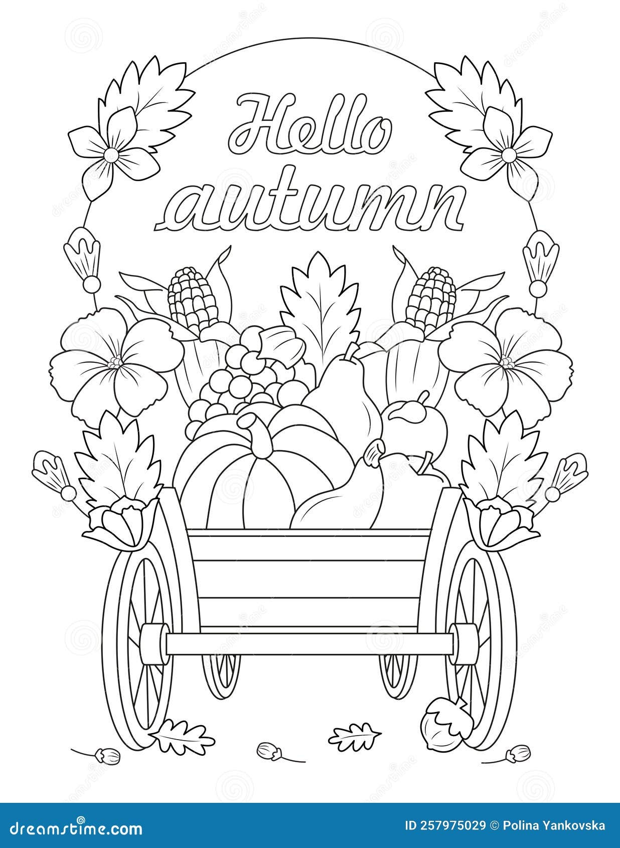 Autumn Coloring Page For Adult Stock Illustration Illustration Of Fall Design 257975029