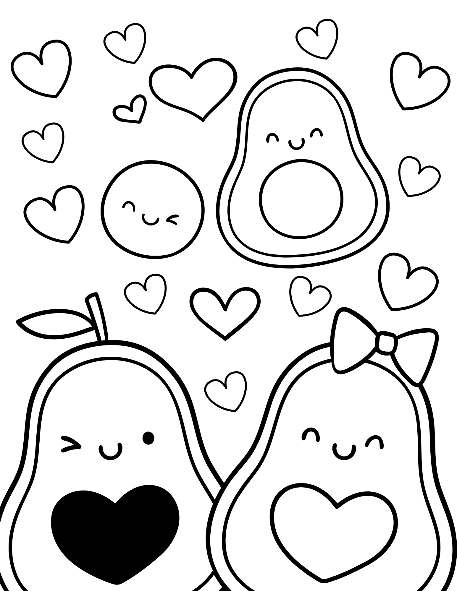 Awesome Avocado Coloring Pages For Kids And Adults