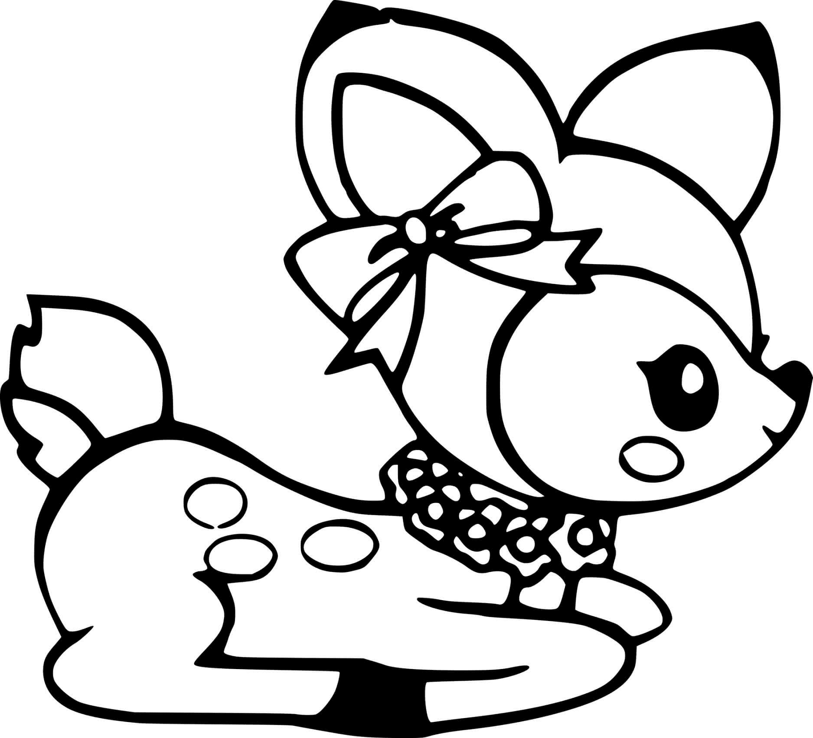 Baby Deer With A Bow Coloring Page Free Printable Coloring Pages